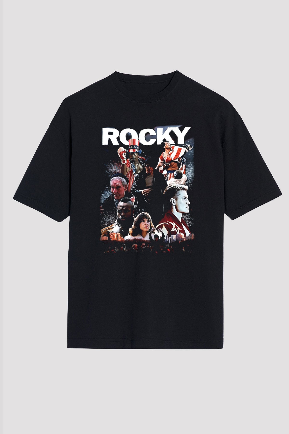 Rocky Siyah Unisex Oversize Tişört T-Shirt