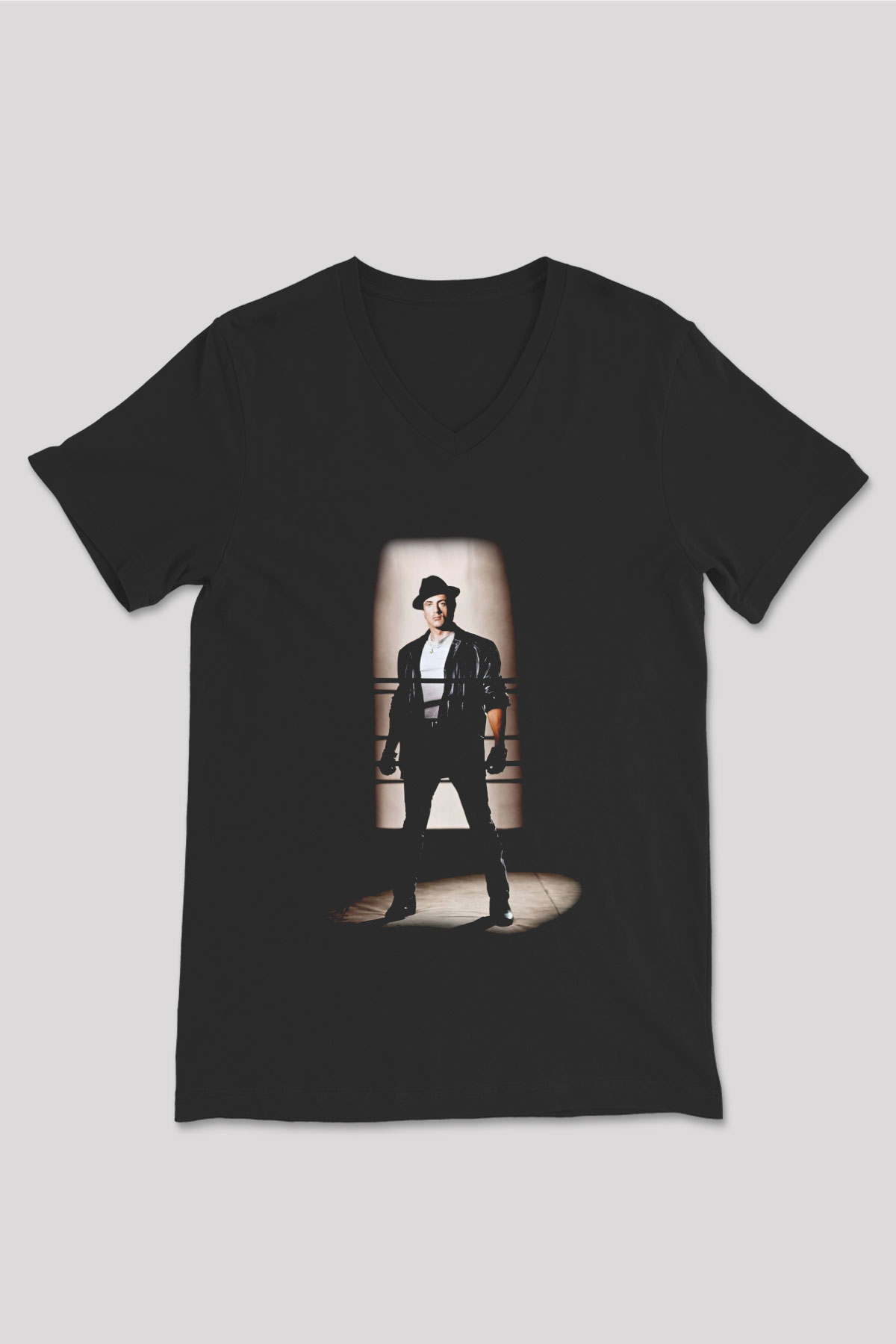 Rocky Siyah Unisex V Yaka Tişört T-Shirt