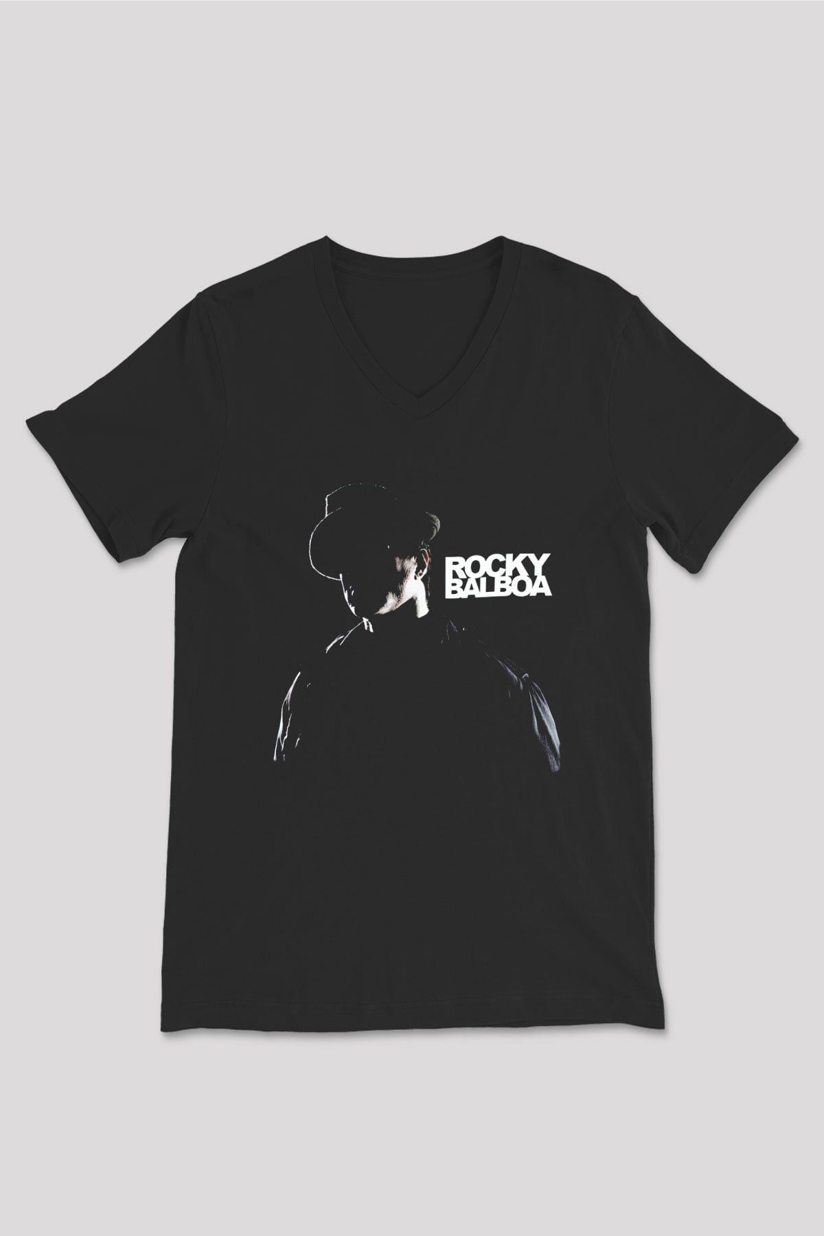 Rocky Siyah Unisex V Yaka Tişört T-Shirt