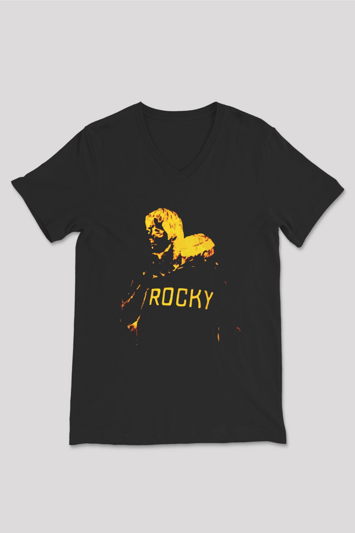 Rocky Siyah Unisex V Yaka Tişört T-Shirt