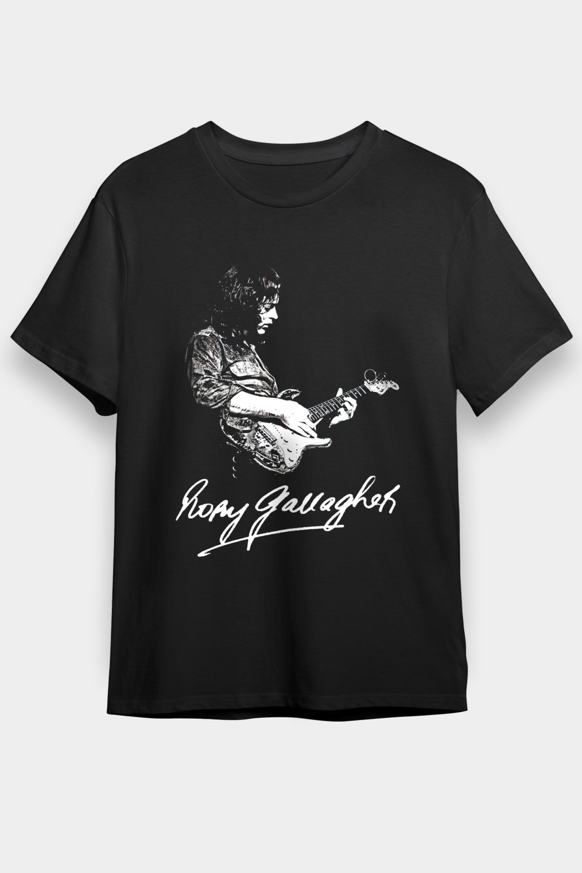 Rory Gallagher Baskılı Unisex Siyah Tişört - Tshirt