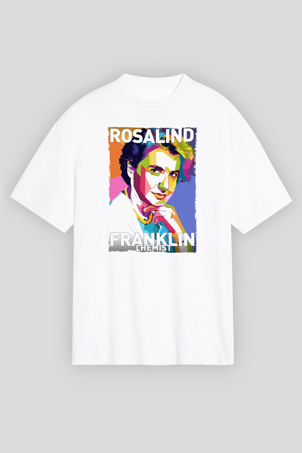 Rosalind Franklin Baskılı Unisex Oversize Beyaz Tişört - Tshirt