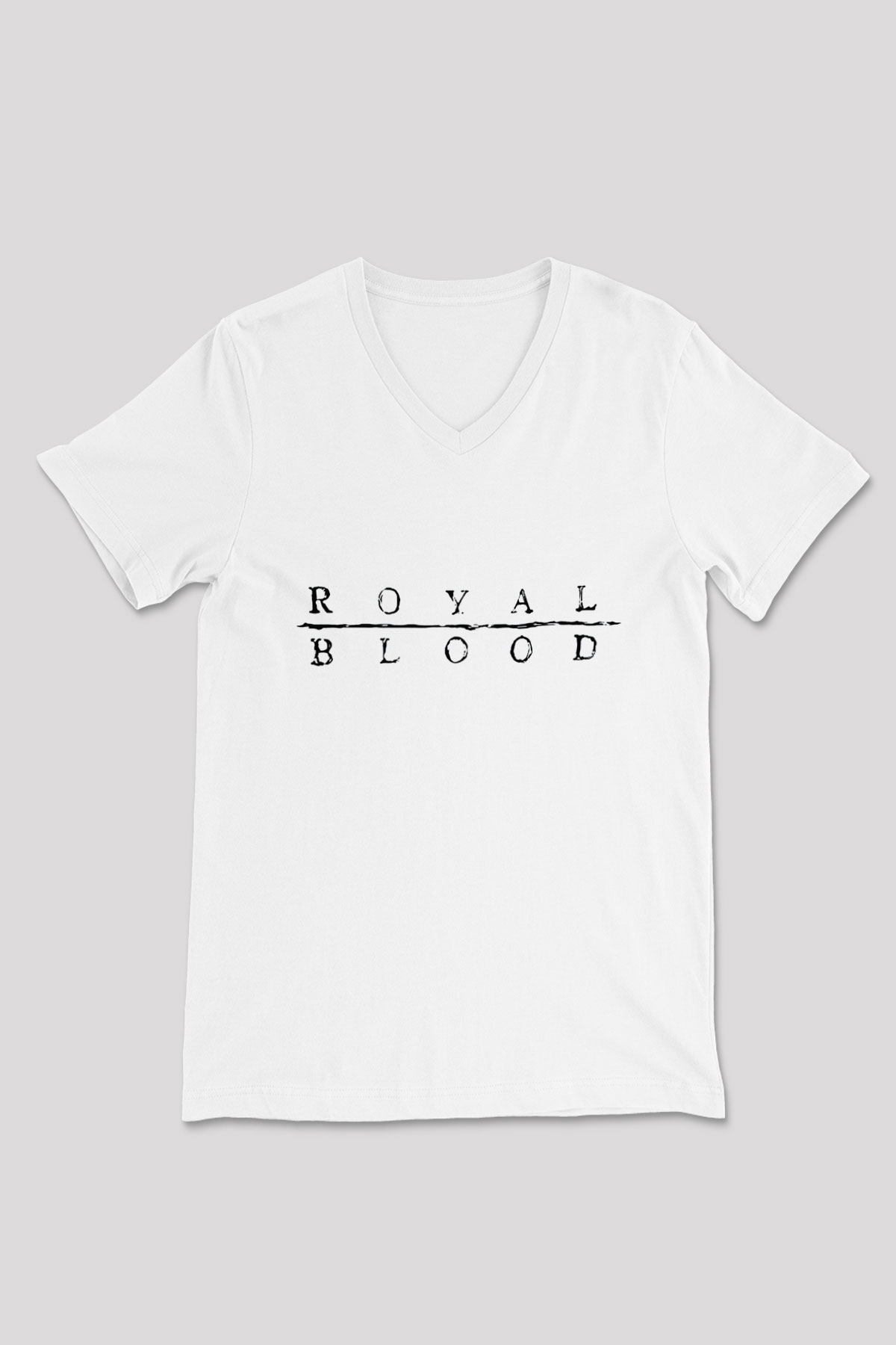 Royal Blood Beyaz Unisex V Yaka Tişört T-Shirt