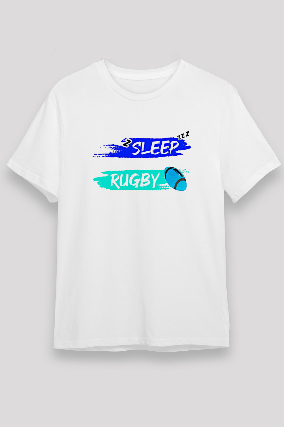 Rugby Baskılı Unisex Beyaz Tişört - Tshirt