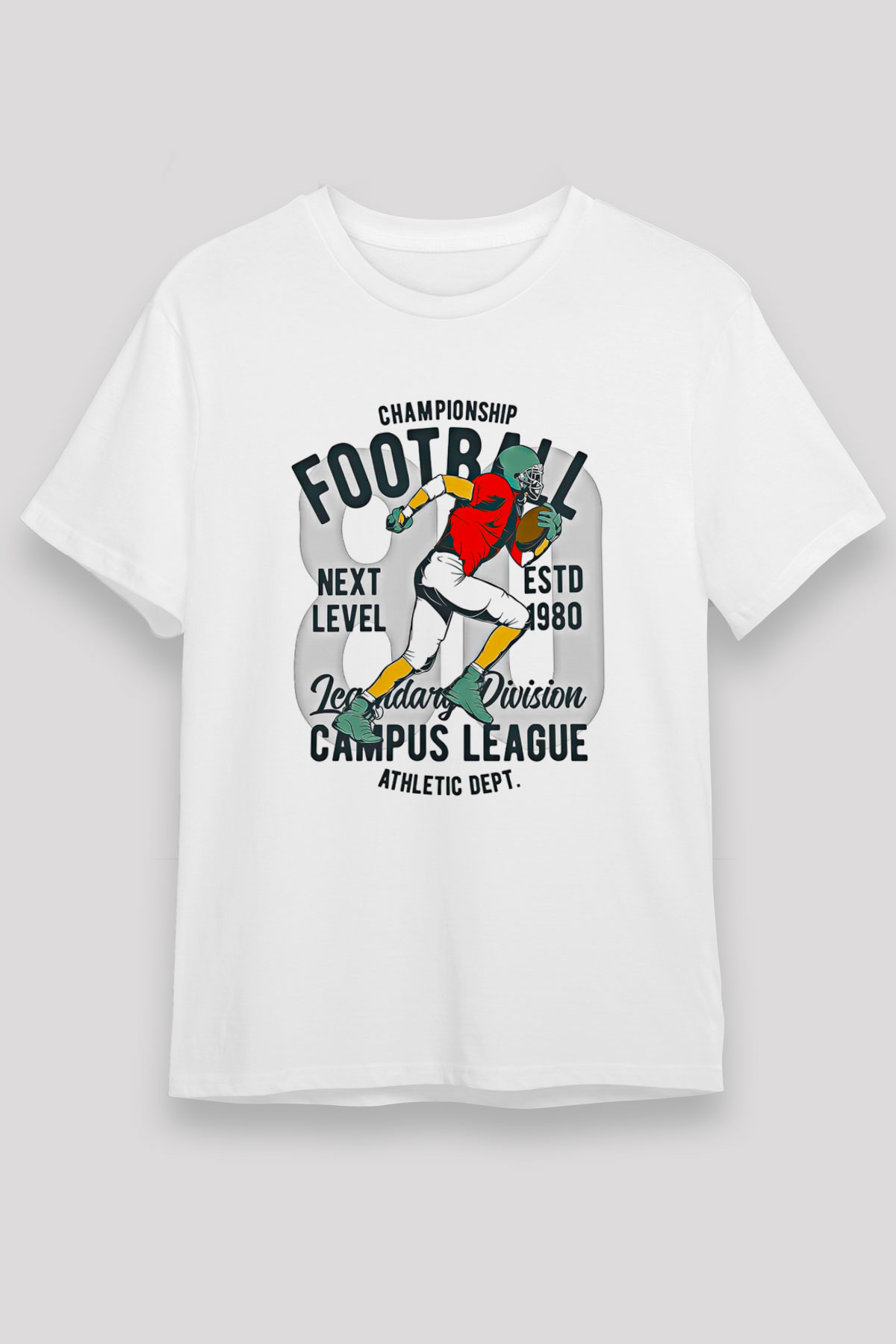 Rugby Baskılı Unisex Beyaz Tişört - Tshirt
