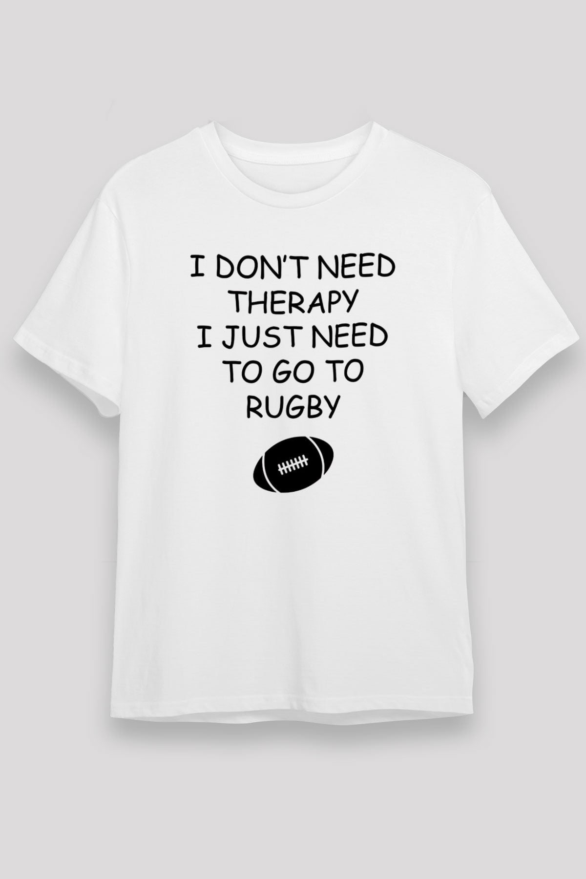 Rugby Baskılı Unisex Beyaz Tişört - Tshirt