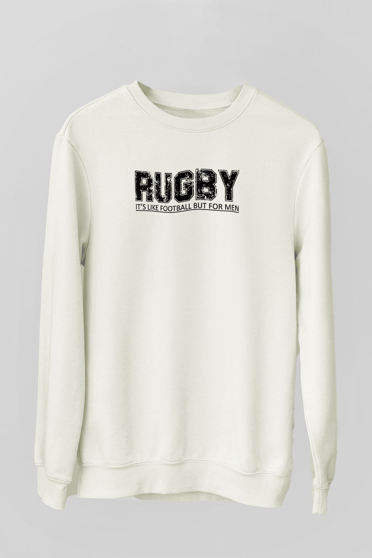 Rugby Baskılı Unisex Ekru Sweatshirt