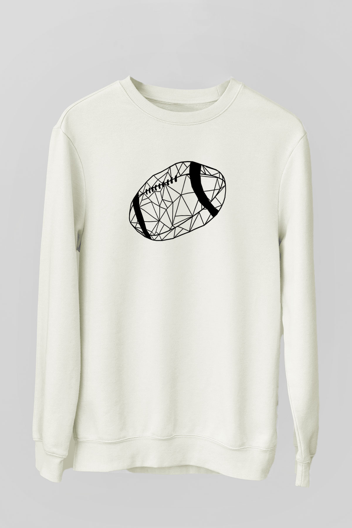 Rugby Baskılı Unisex Ekru Sweatshirt