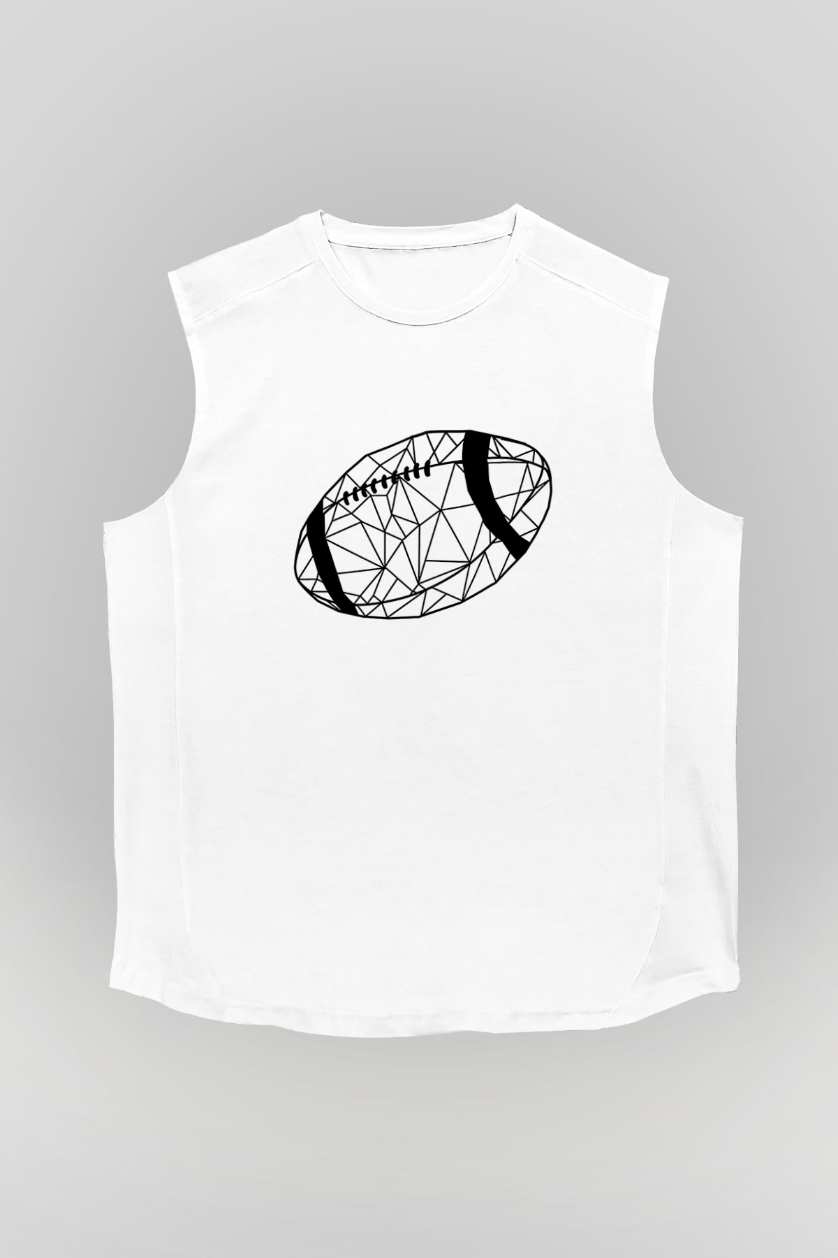 Rugby Baskılı Unisex Kolsuz Beyaz Tişört