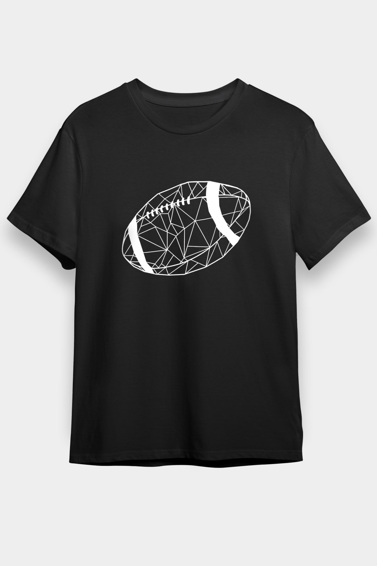 Rugby Baskılı Unisex Siyah Tişört - Tshirt