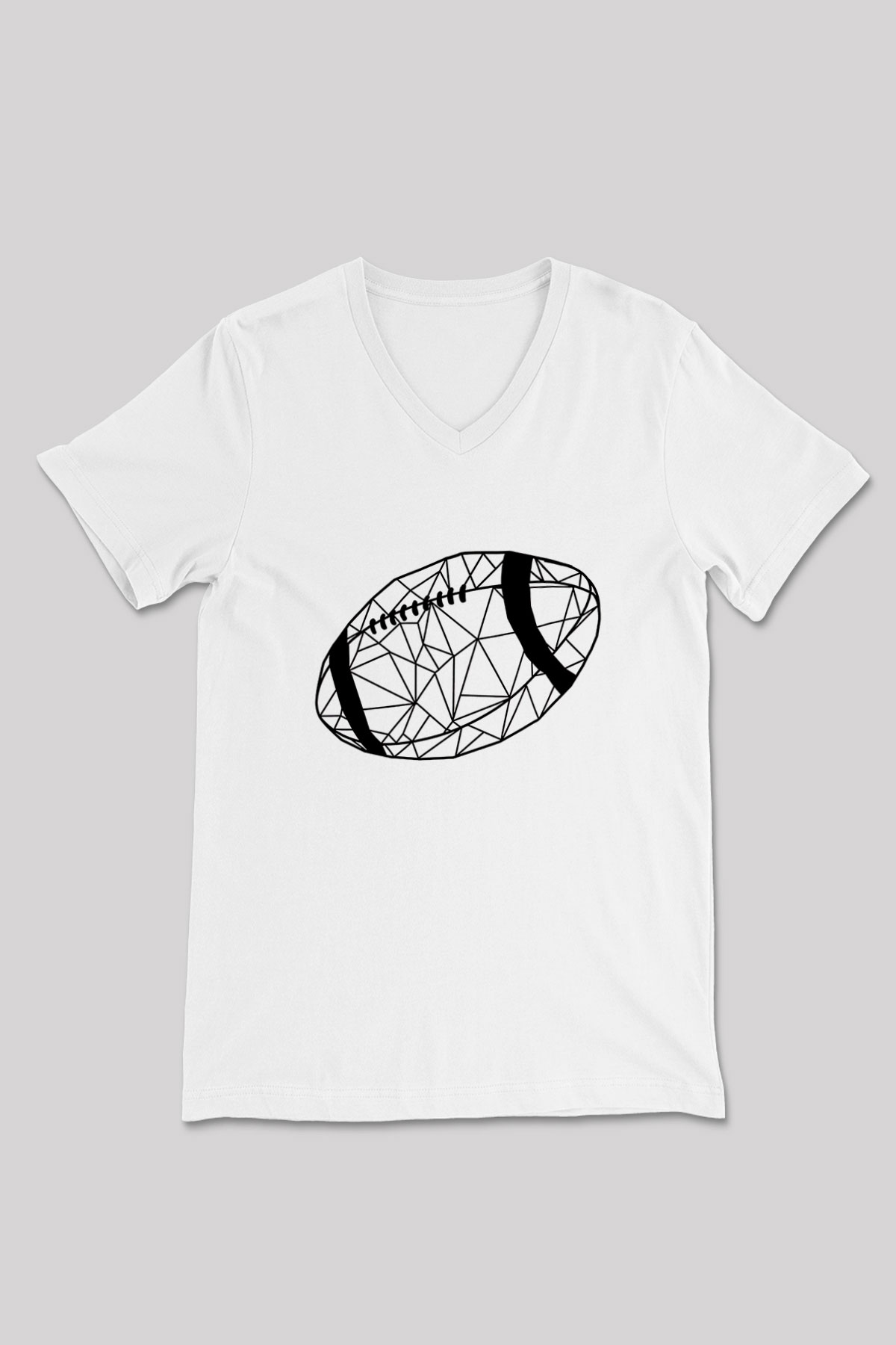 Rugby Baskılı Unisex V Yaka Tişört - Tshirt