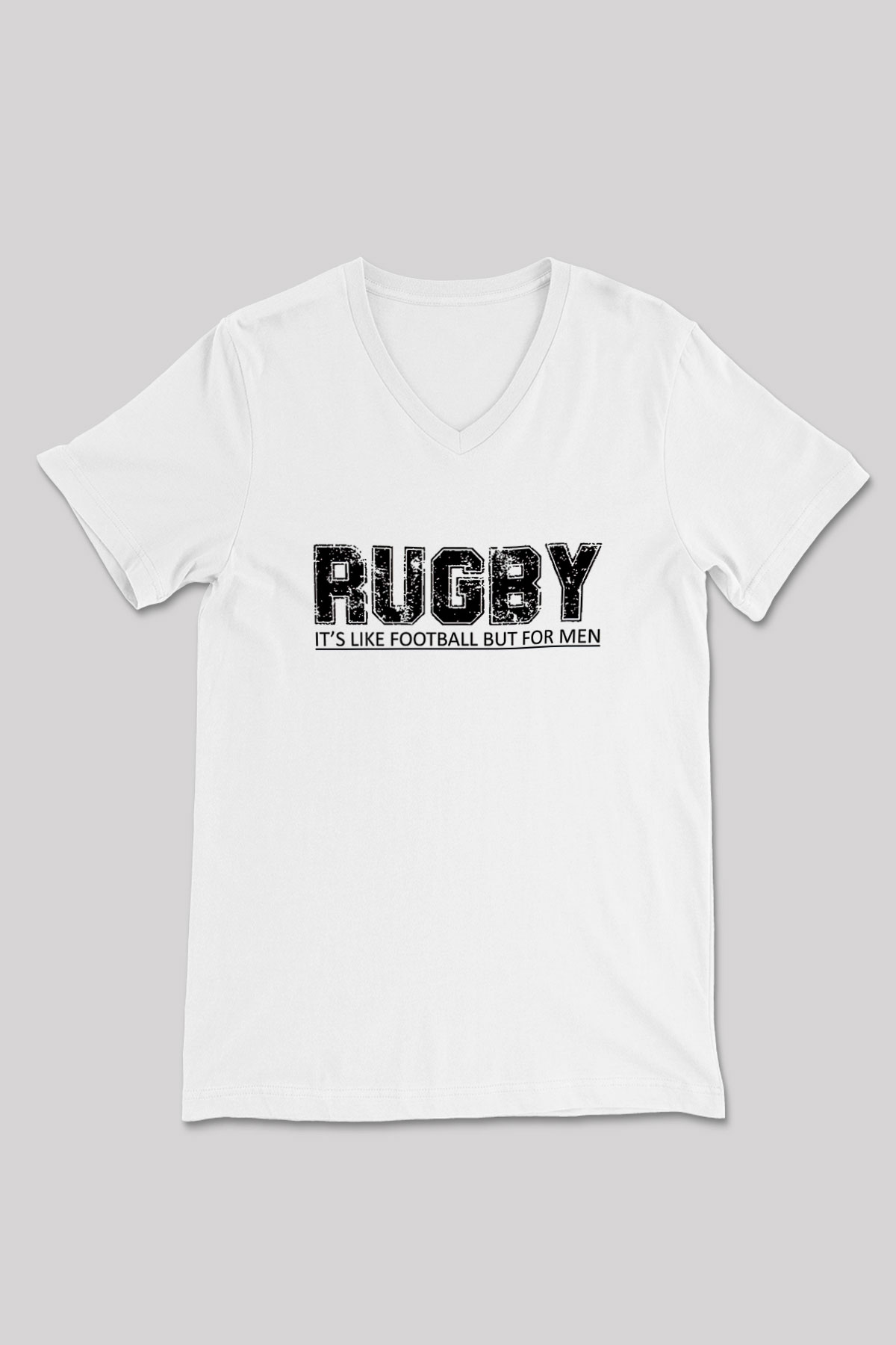 Rugby Baskılı Unisex V Yaka Tişört - Tshirt