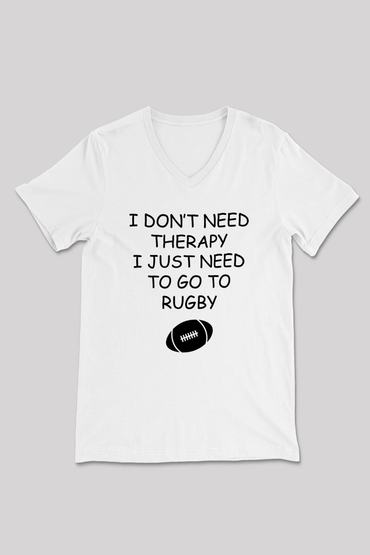 Rugby Baskılı Unisex V Yaka Tişört - Tshirt