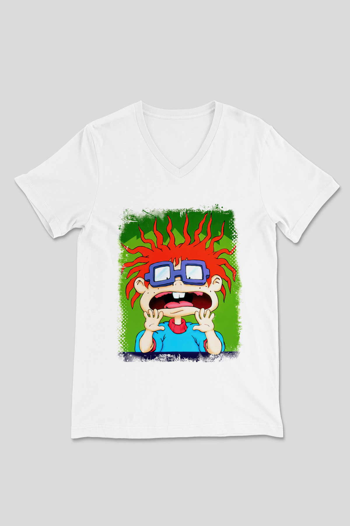 Rugrats Beyaz Unisex V Yaka Tişört T-Shirt