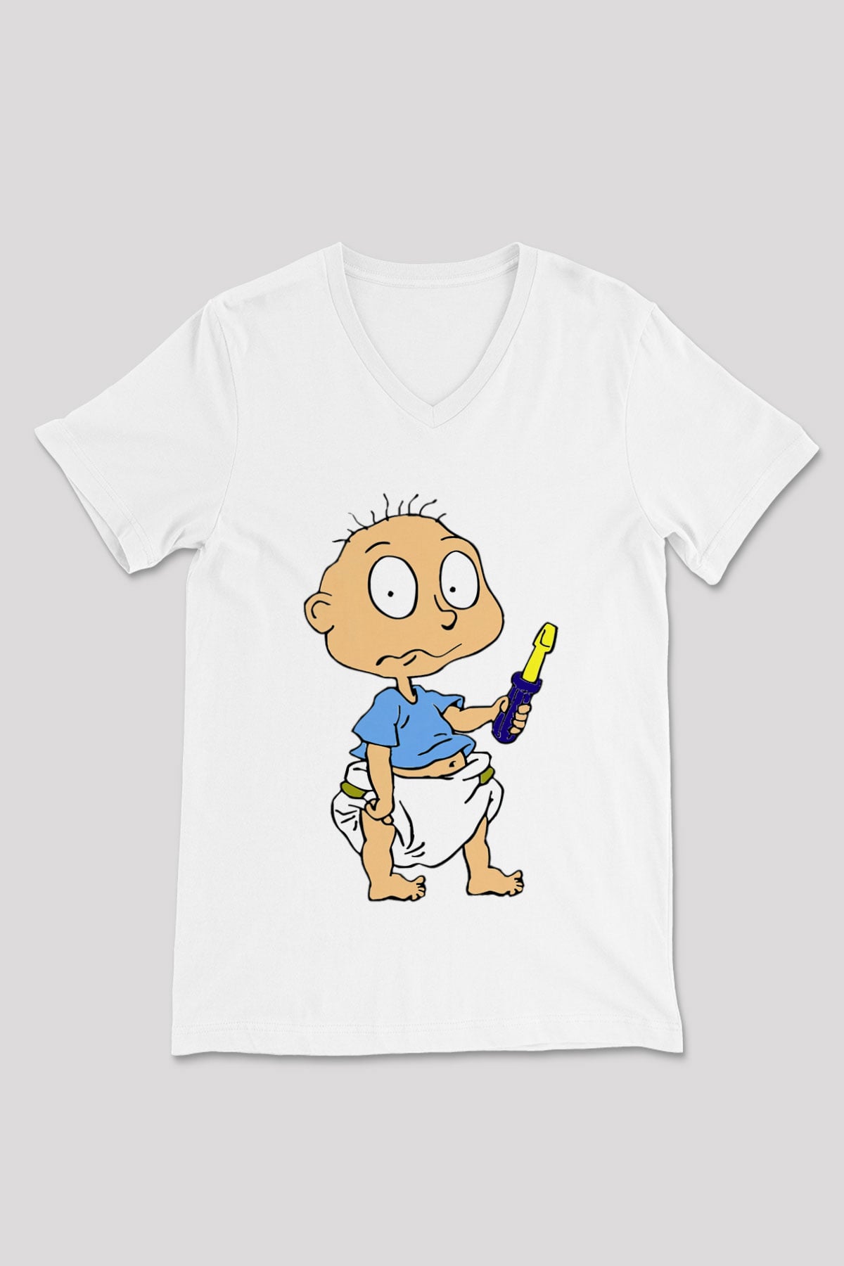 Rugrats Beyaz Unisex V Yaka Tişört T-Shirt