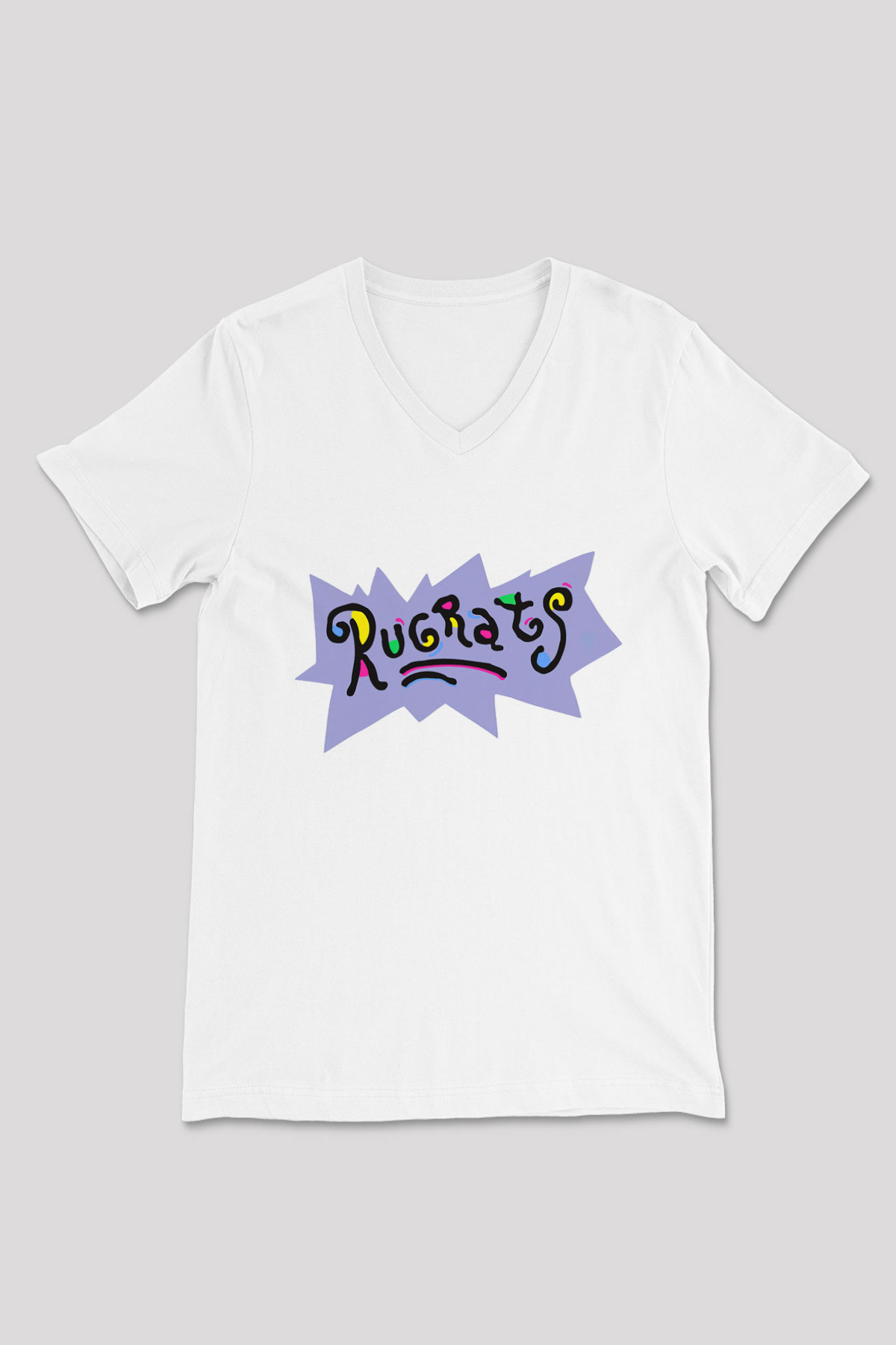 Rugrats Beyaz Unisex V Yaka Tişört T-Shirt
