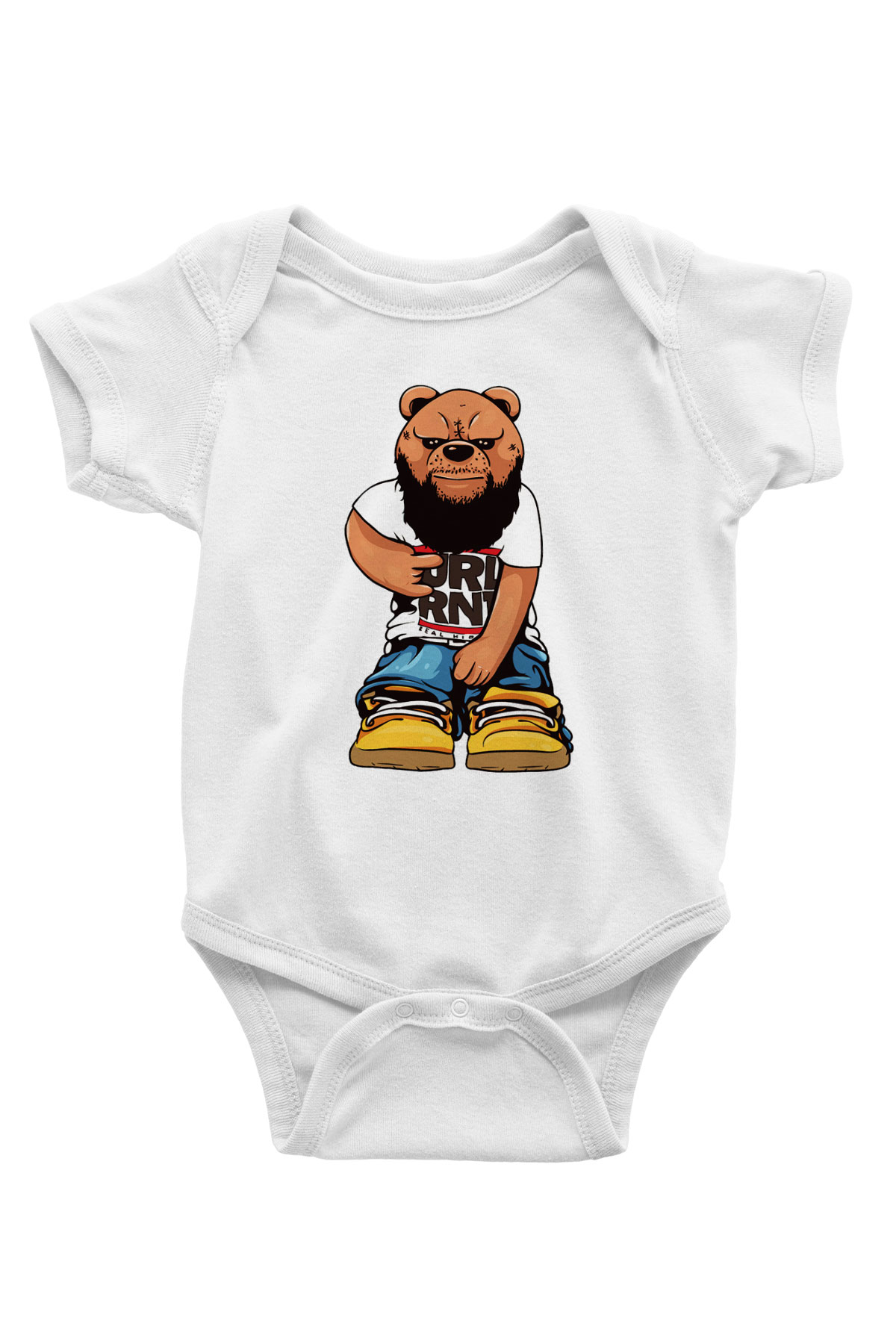 Run DMC Baskılı Beyaz Unisex Bebek Body - Zıbın