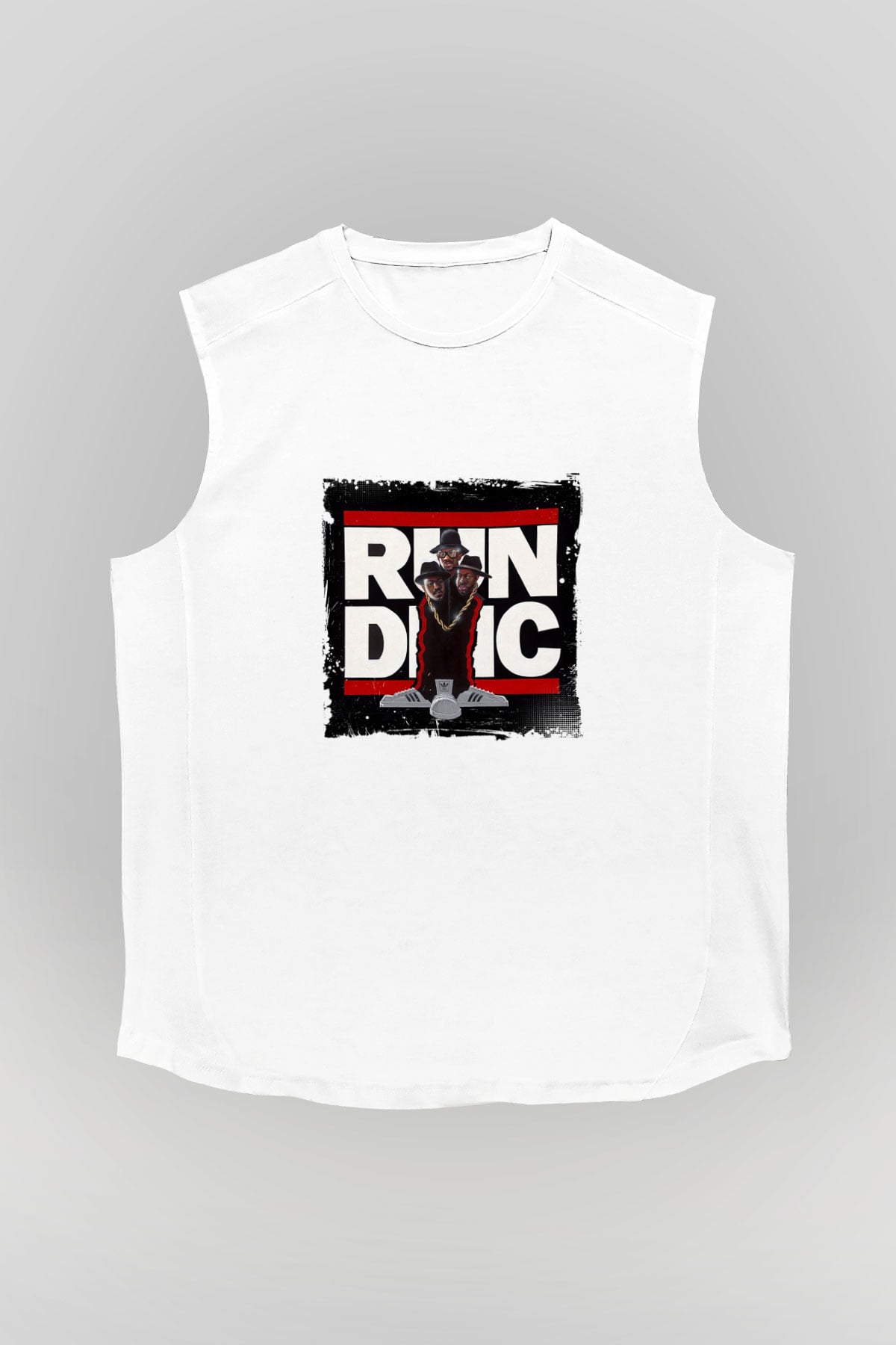 Run DMC Baskılı Unisex Beyaz Kolsuz Tişört