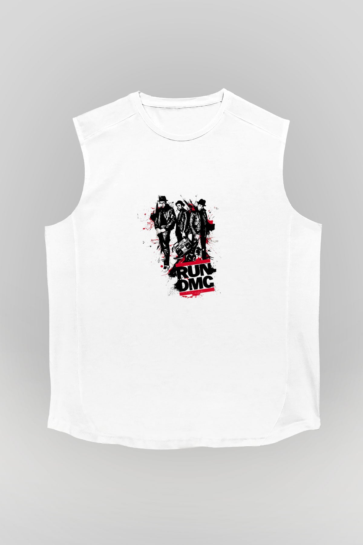 Run DMC Baskılı Unisex Beyaz Kolsuz Tişört