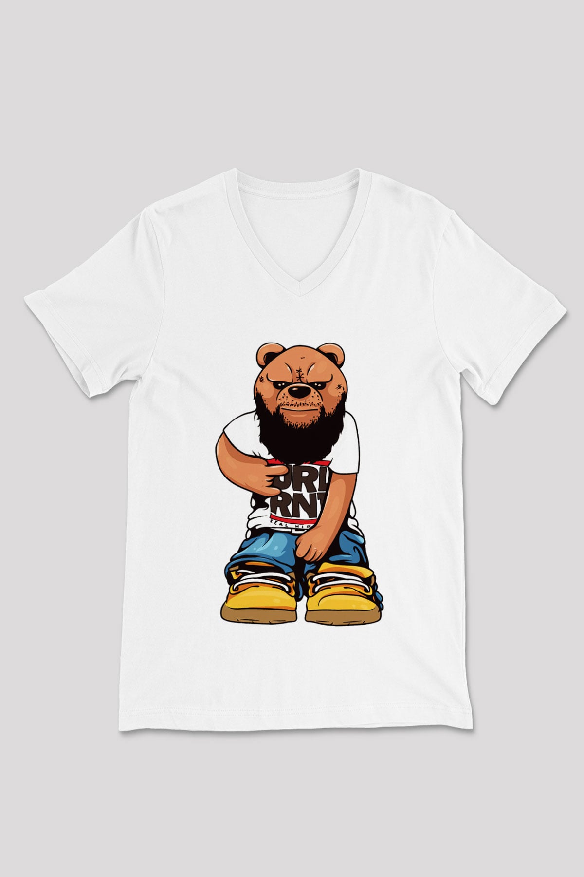 Run DMC Beyaz Unisex V Yaka Tişört T-Shirt