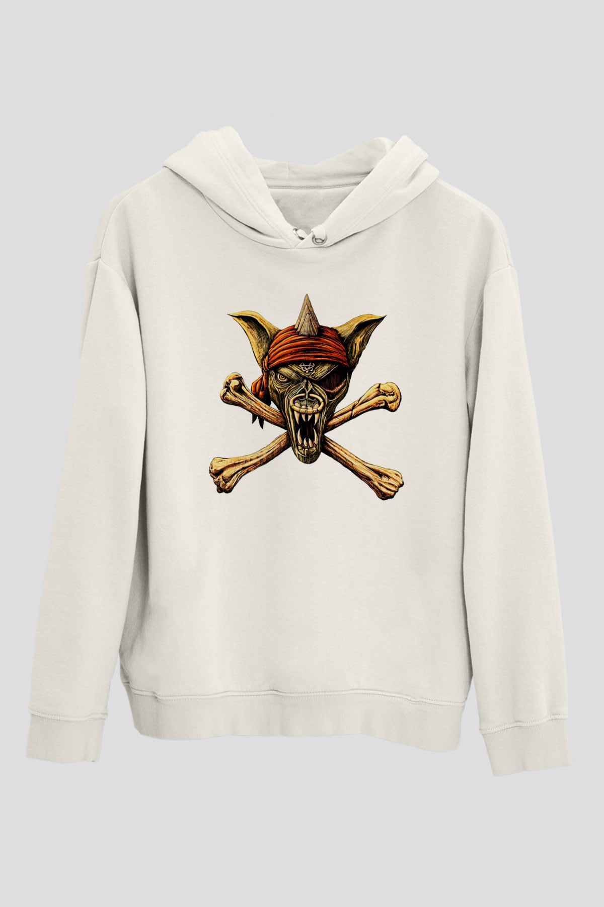 Running Wild Baskılı Beyaz Unisex Kapüşonlu Sweatshirt