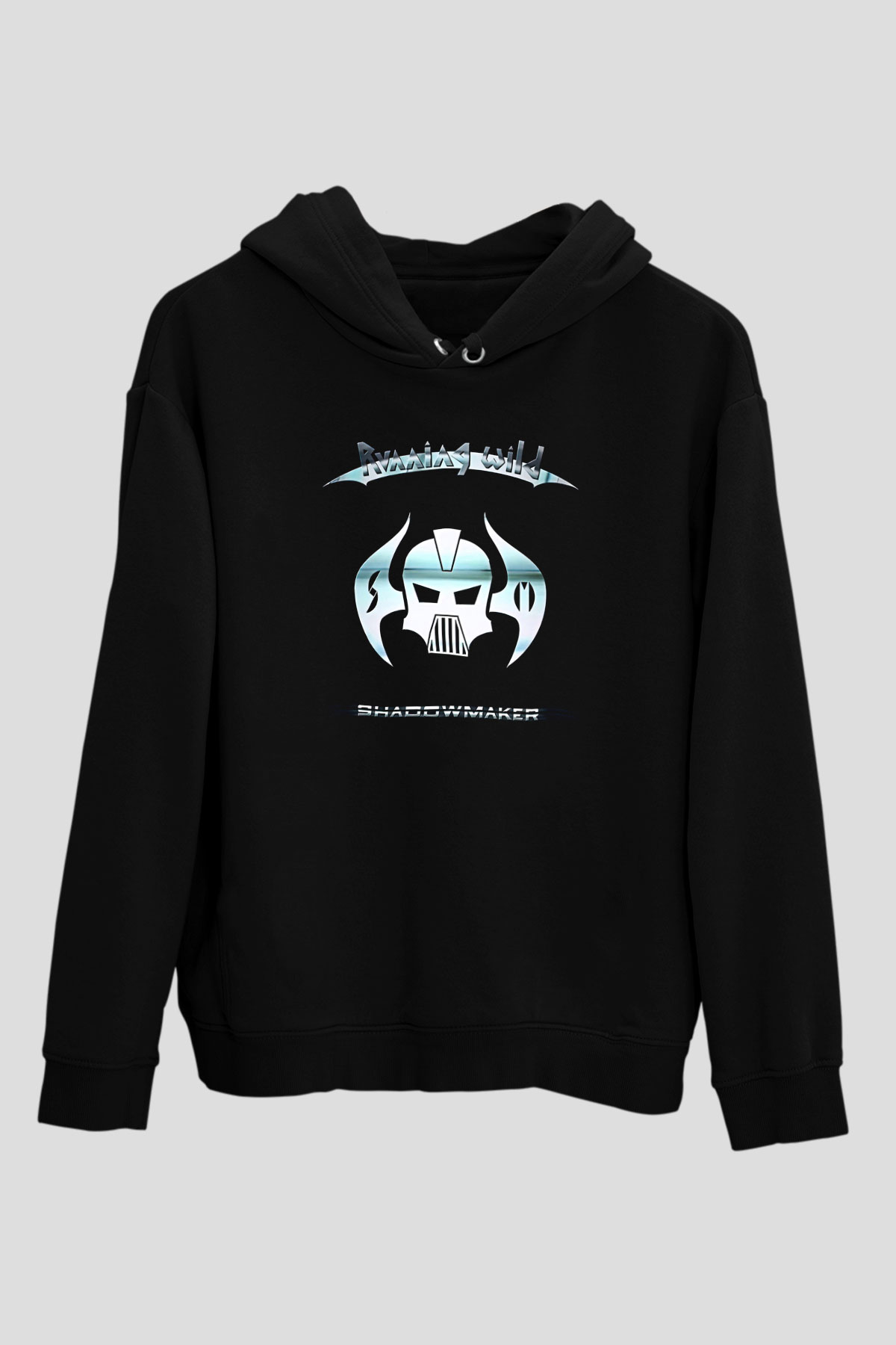 Running Wild Baskılı Unisex Siyah Kapüşonlu Sweatshirt