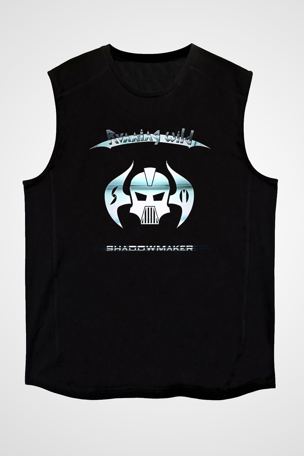 Running Wild Baskılı Unisex Siyah Kolsuz Tişört - Tshirt