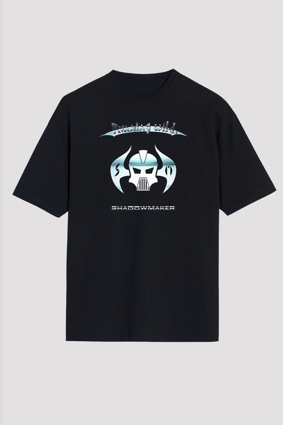Running Wild Baskılı Unisex Siyah Oversize Tişört - Tshirt