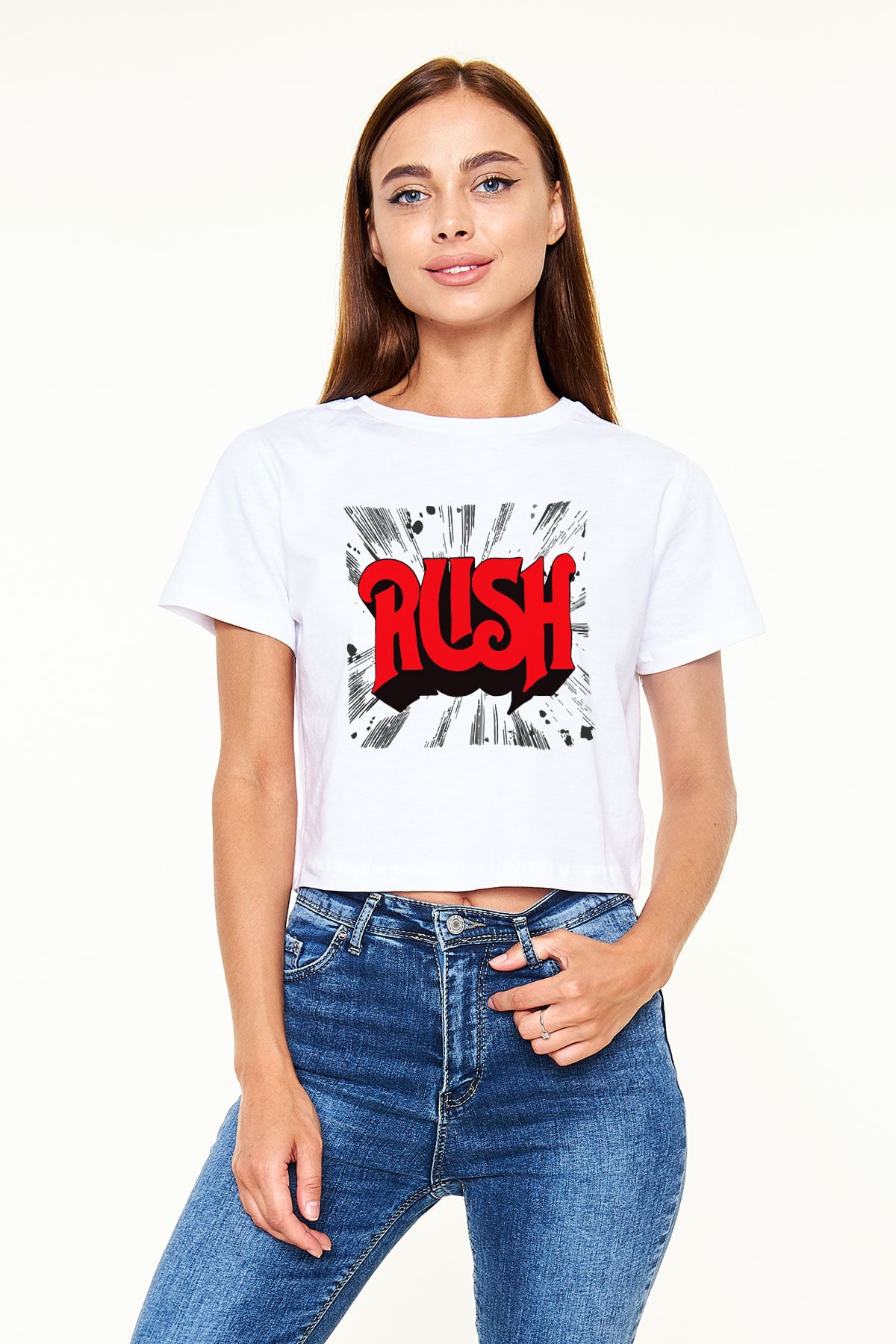Rush Beyaz Croptop Tişört