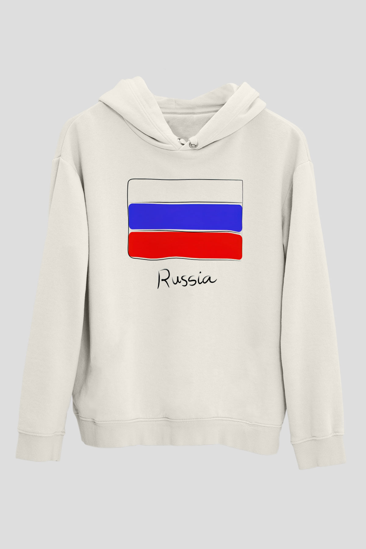 Rusya Beyaz Unisex Kapşonlu Sweatshirt