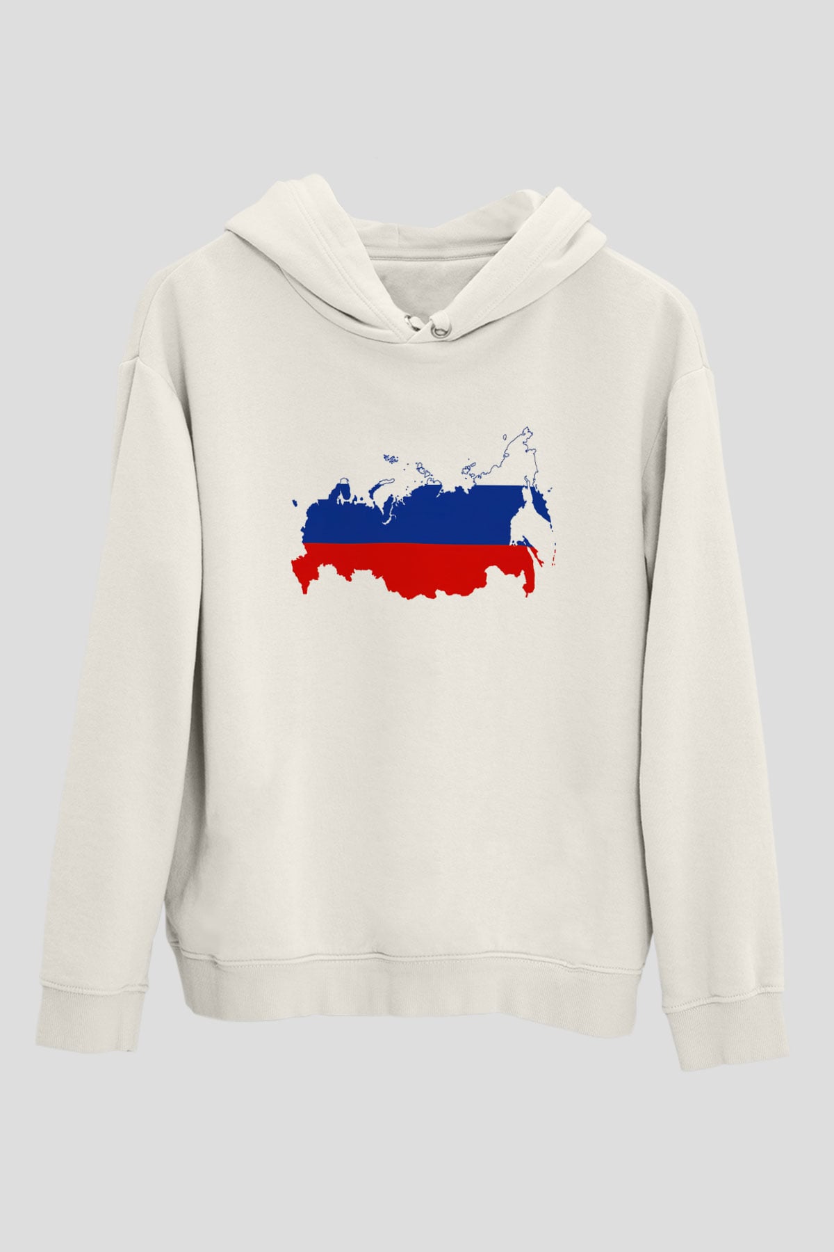 Rusya Beyaz Unisex Kapşonlu Sweatshirt