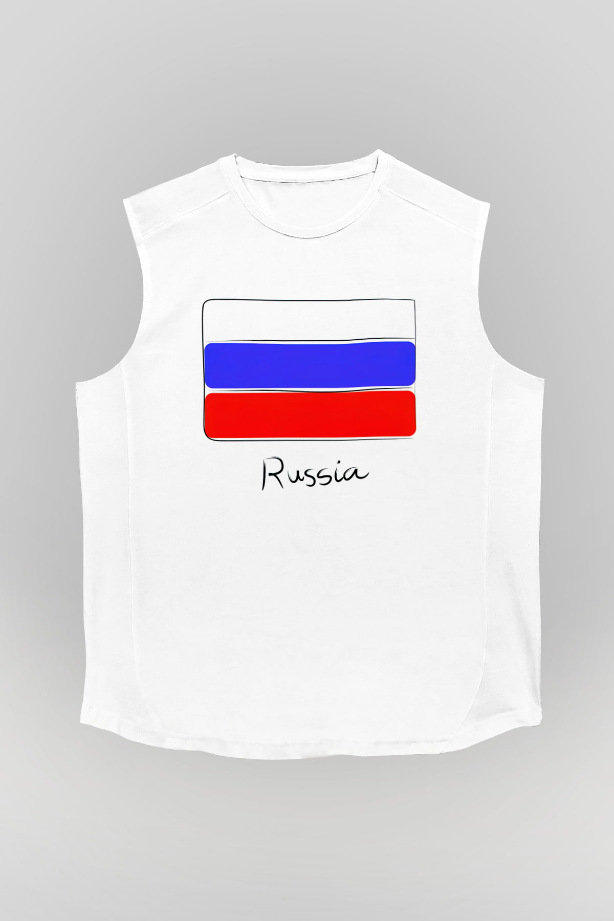 Rusya Beyaz Unisex Kolsuz Tişört
