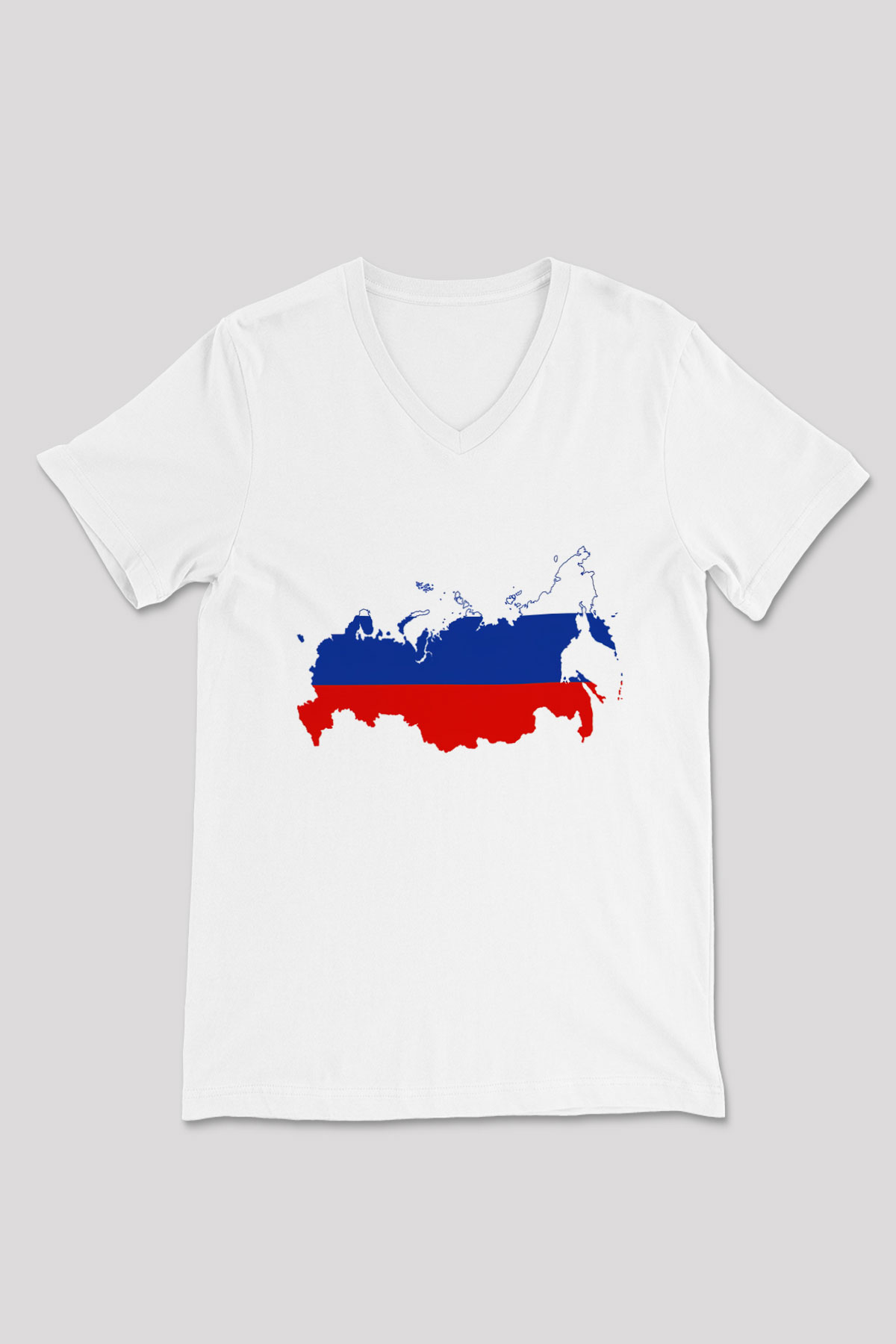 Rusya Beyaz Unisex V Yaka Tişört T-Shirt