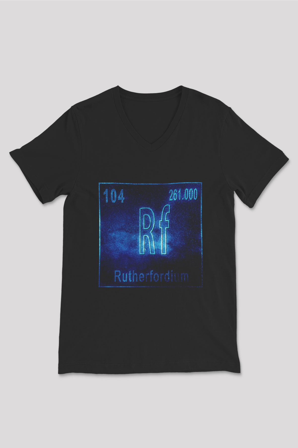 Rutherfordyum Atom Numarası Baskılı Unisex Siyah V Yaka Tişört