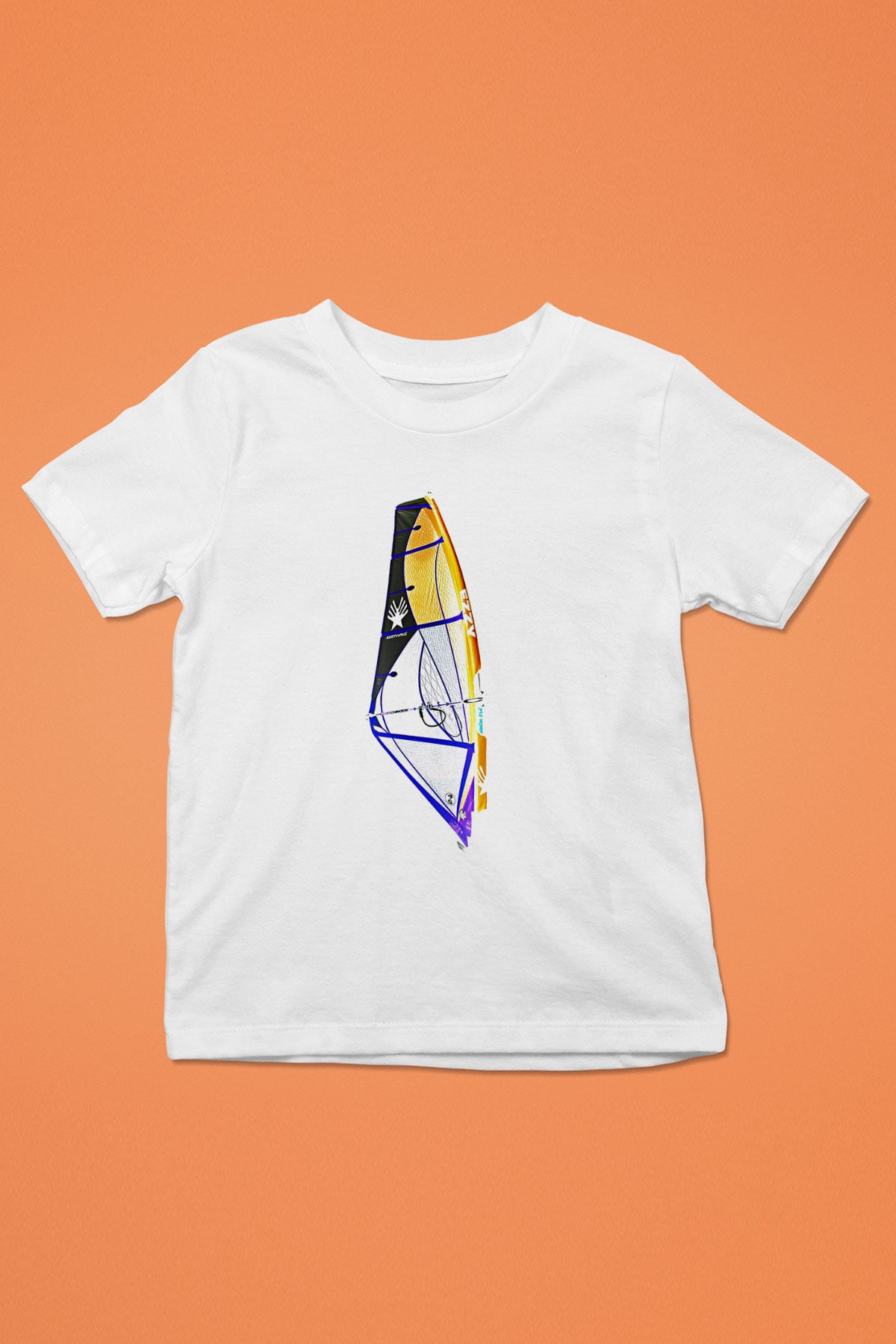 Rüzgar Sörfü Baskılı Unisex Beyaz Çocuk Tişört - Tshirt