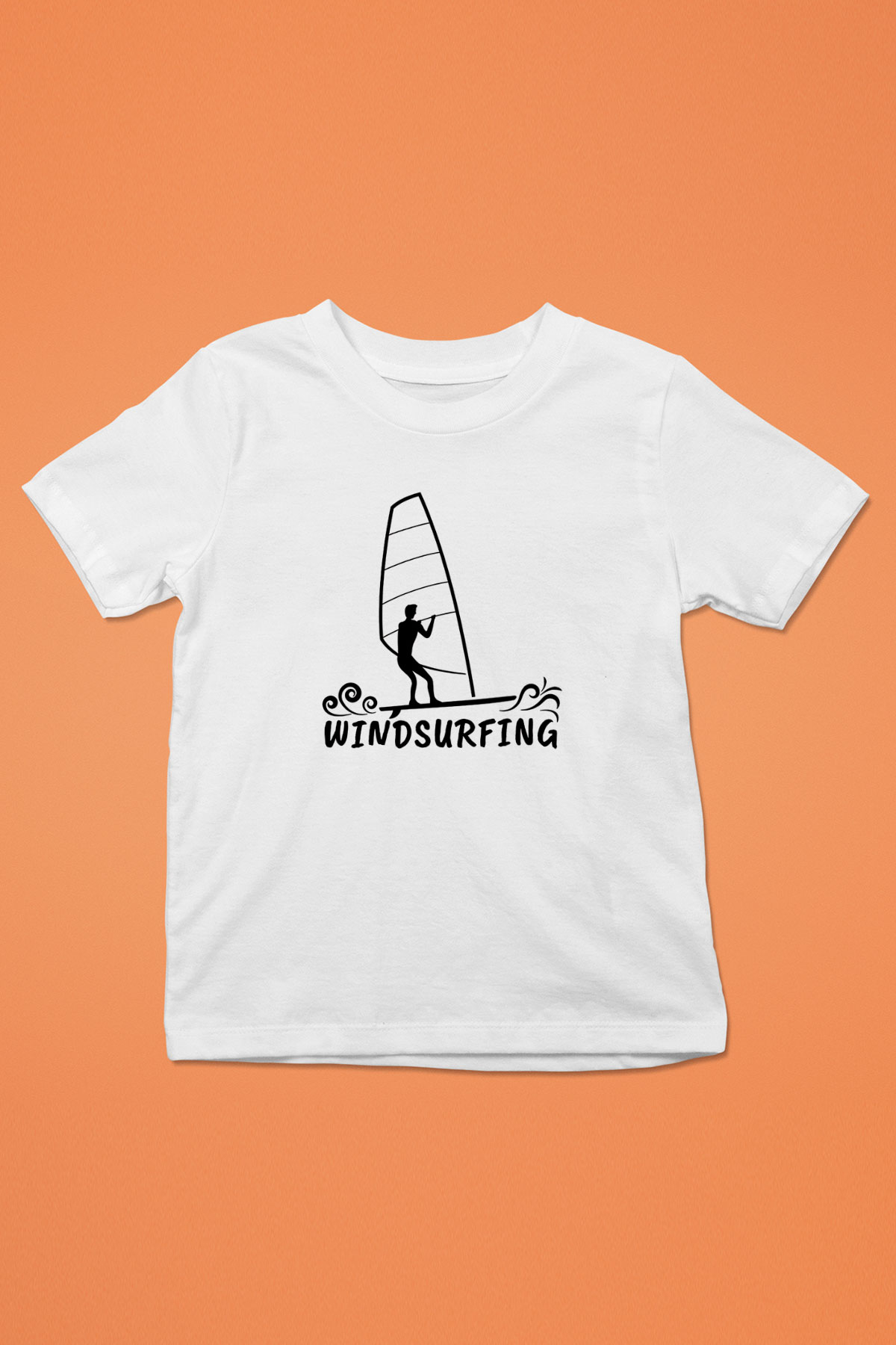 Rüzgar Sörfü Baskılı Unisex Beyaz Çocuk Tişört - Tshirt