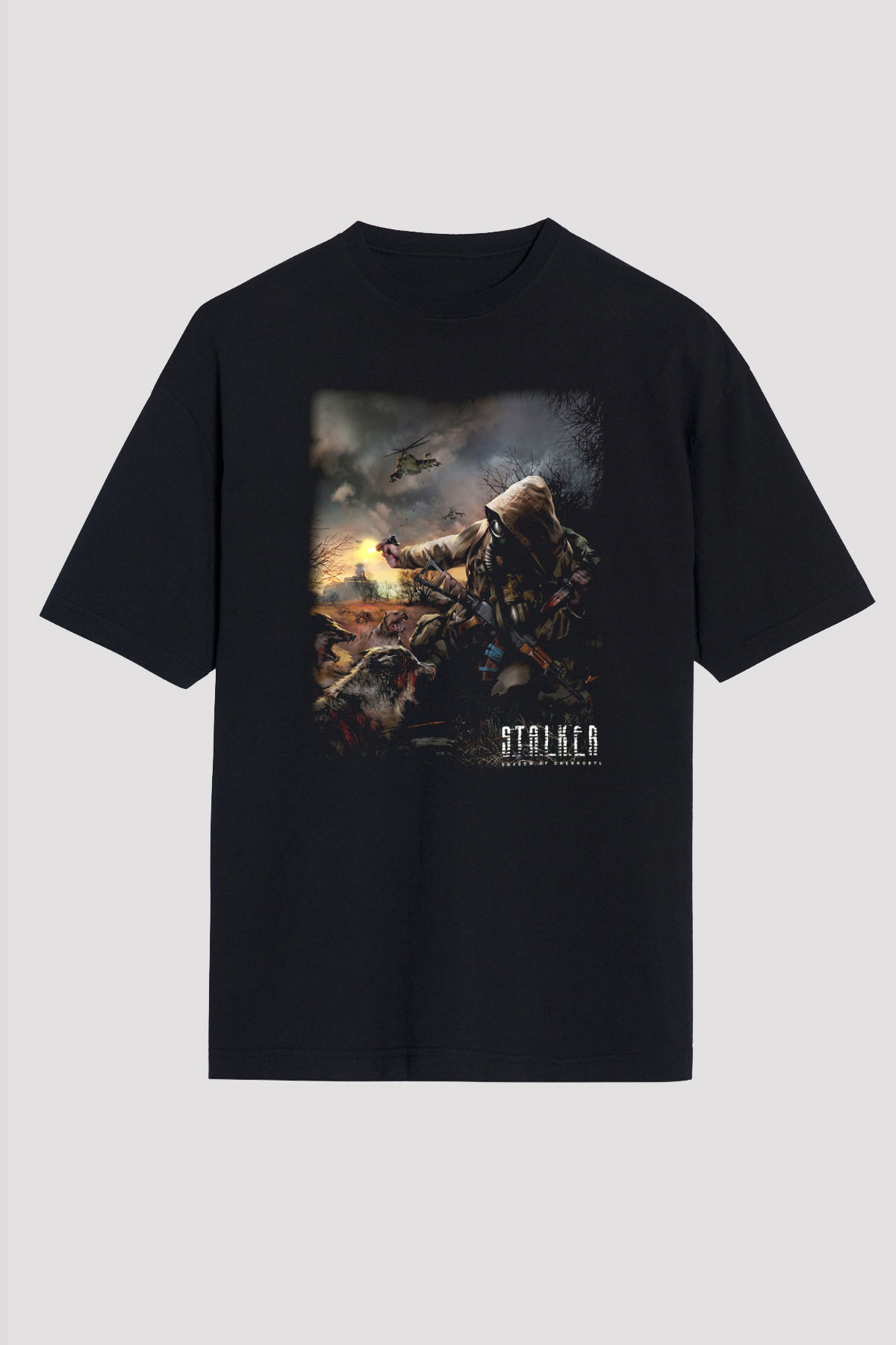 S.T.A.L.K.E.R. Siyah Unisex Oversize Tişört T-Shirt