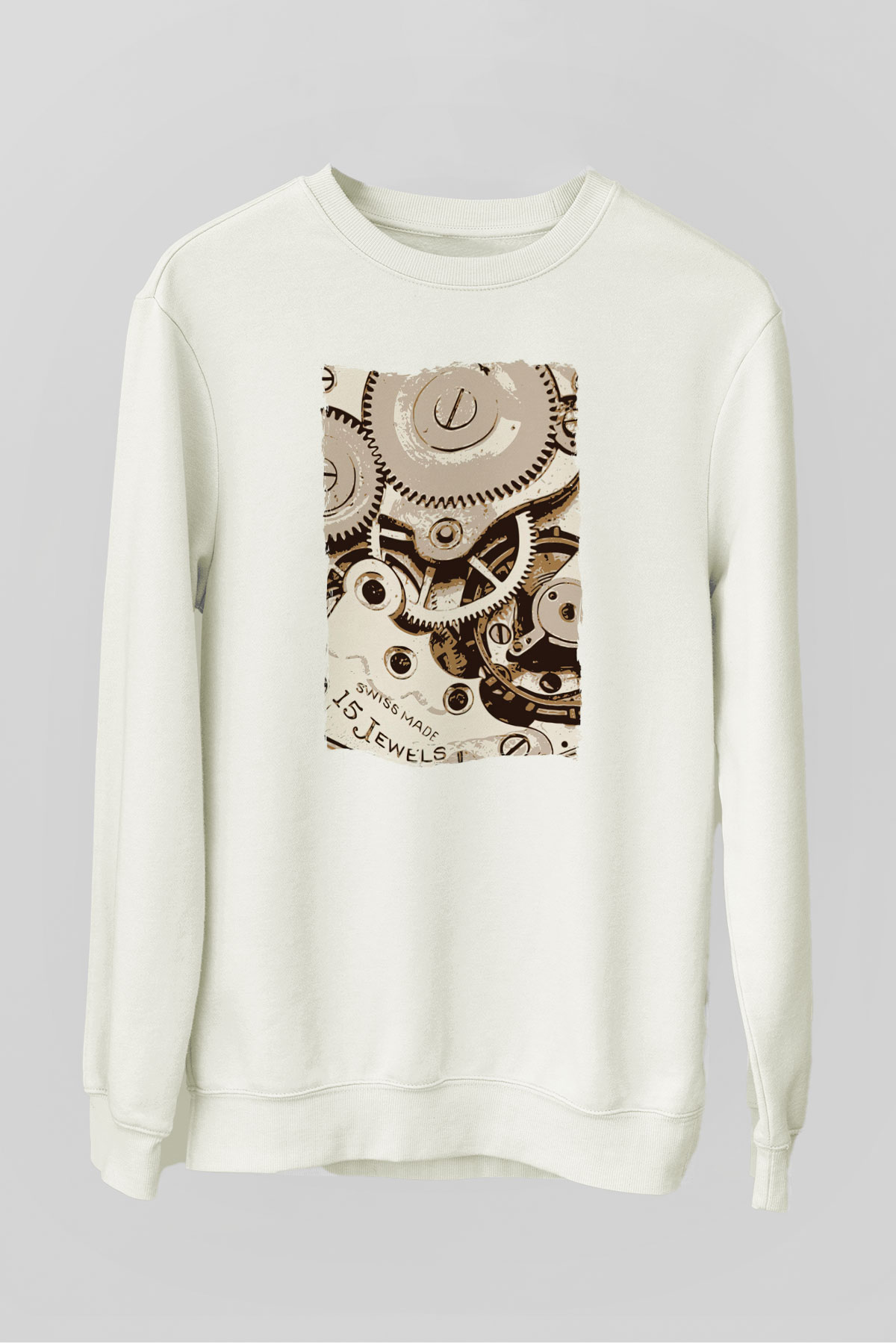 Saatçi Beyaz Unisex Sweatshirt