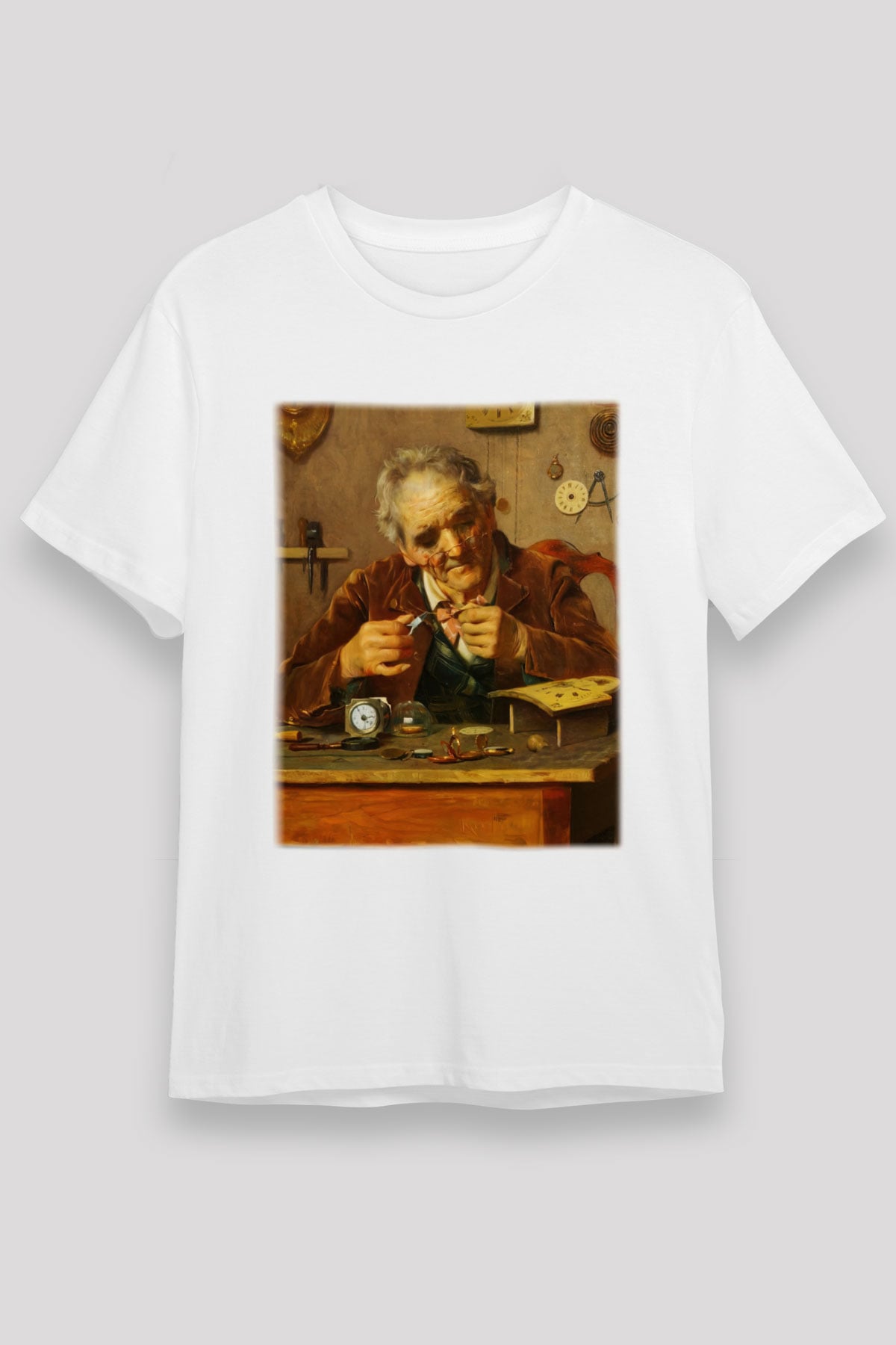 Saatçi Beyaz Unisex Tişört T-Shirt - TişörtFabrikası