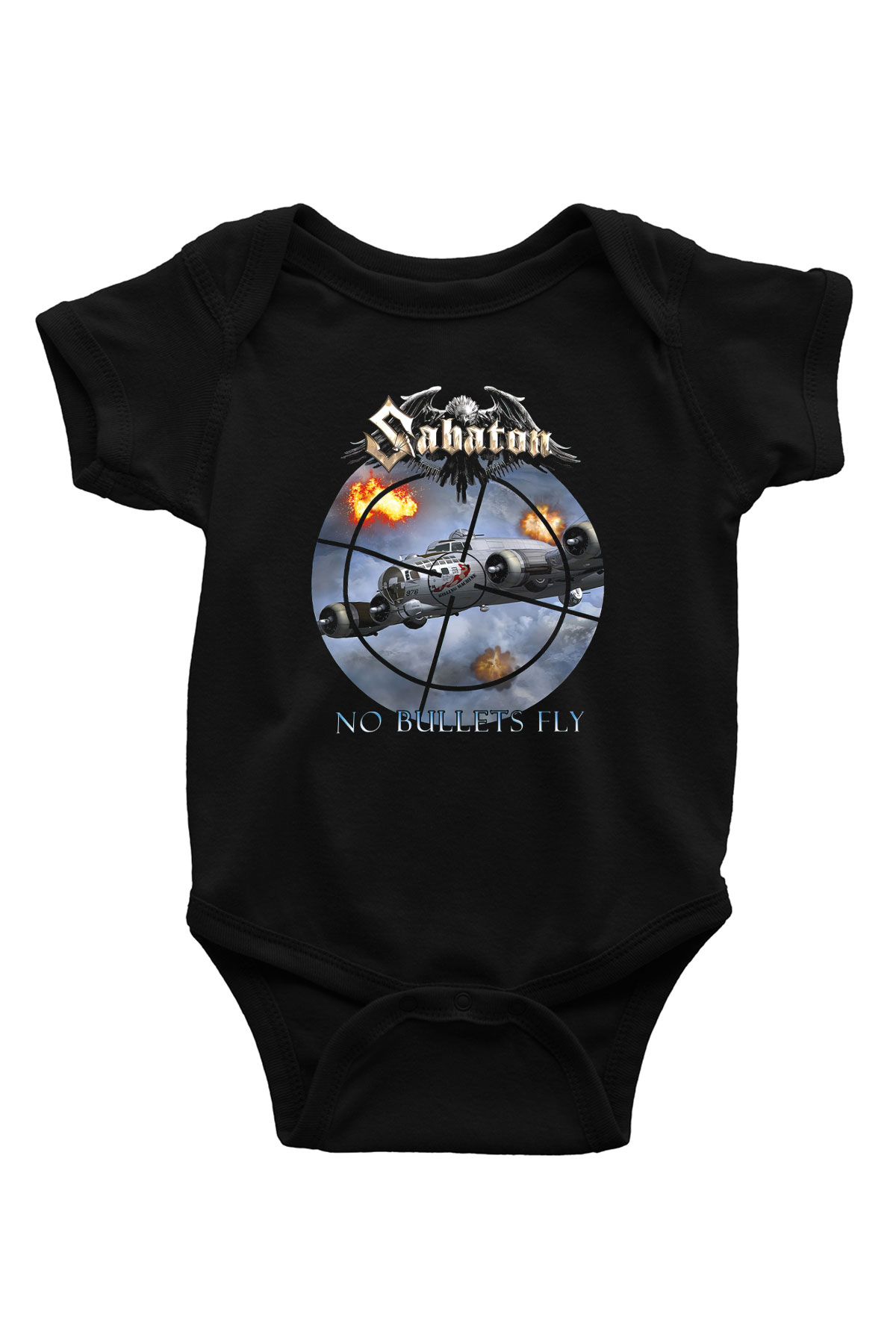 Sabaton Baskılı Siyah Bebek Body - Zıbın