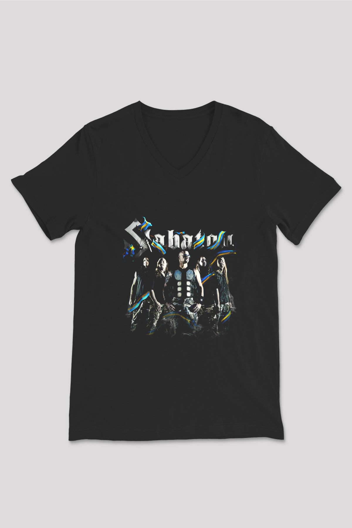 Sabaton Siyah Unisex V Yaka Tişört T-Shirt