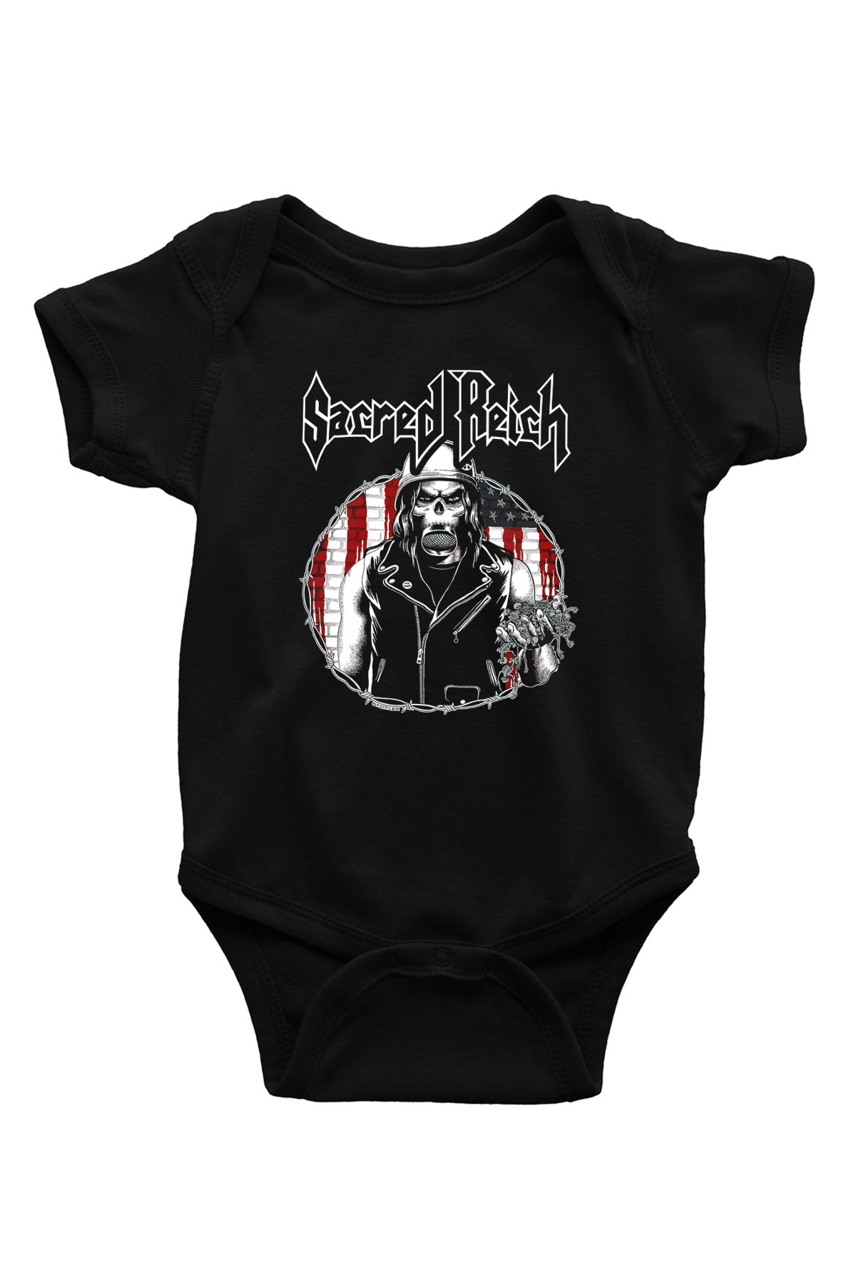Sacred Reich Baskılı Siyah Bebek Body - Zıbın