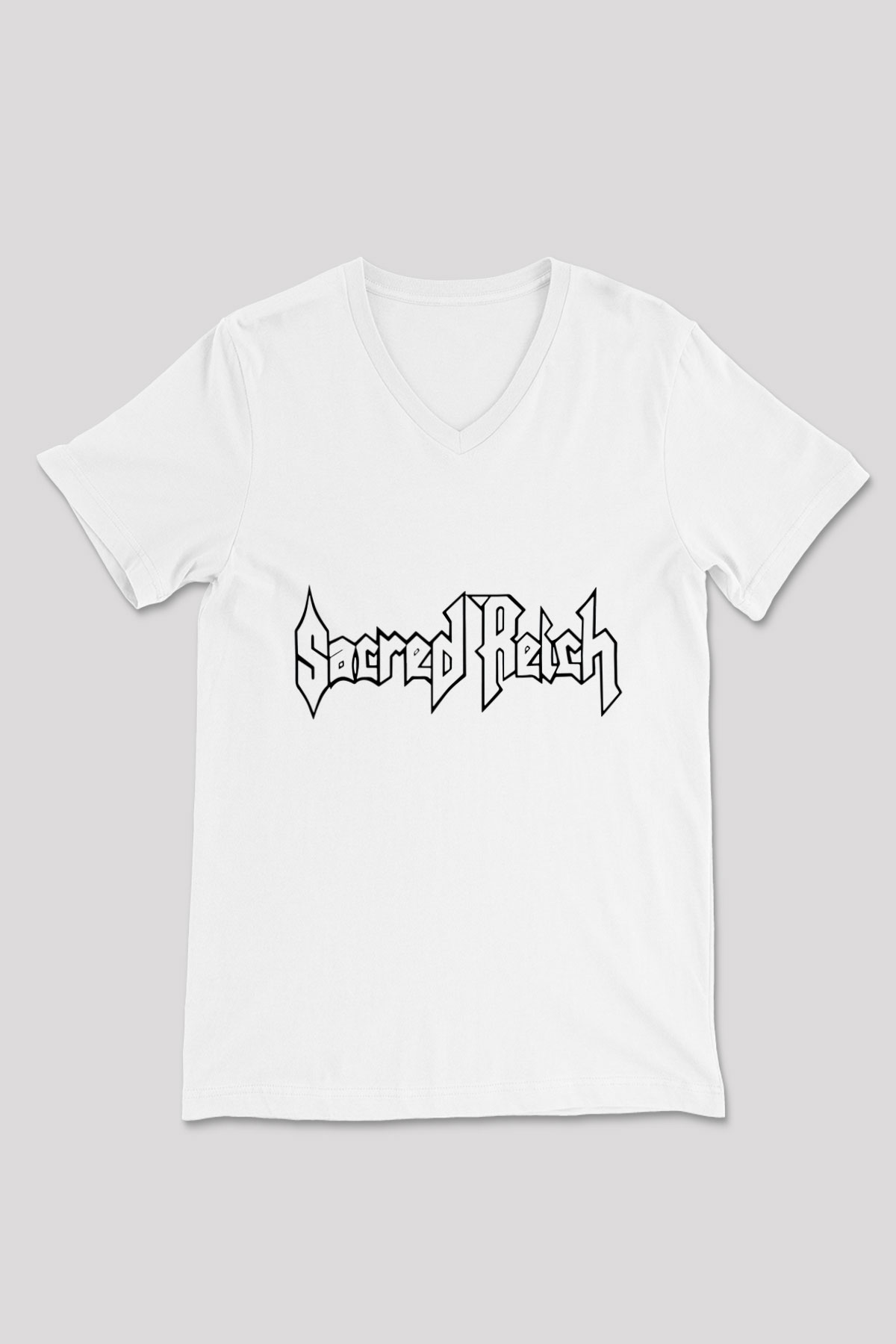 Sacred Reich Beyaz Unisex V Yaka Tişört T-Shirt