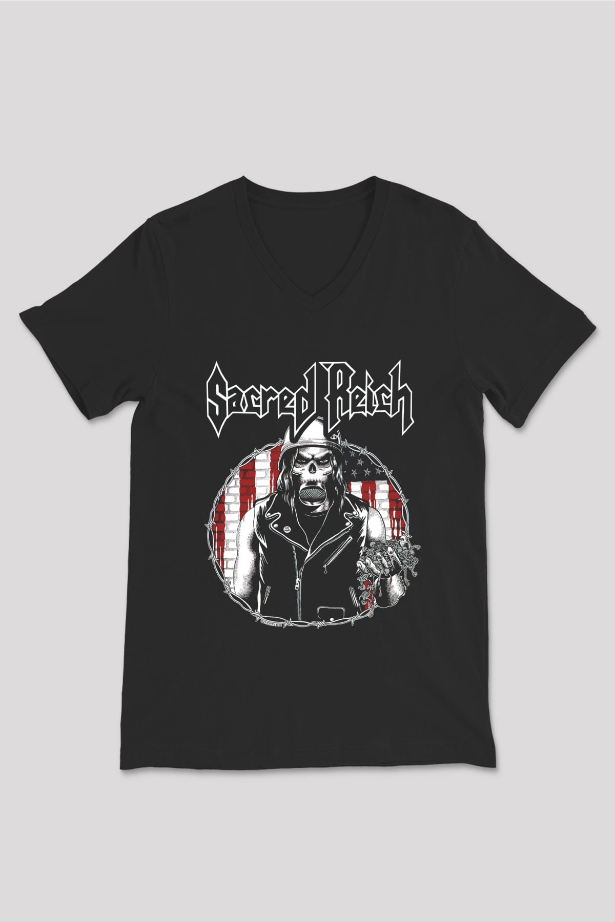 Sacred Reich Siyah Unisex V Yaka Tişört T-Shirt