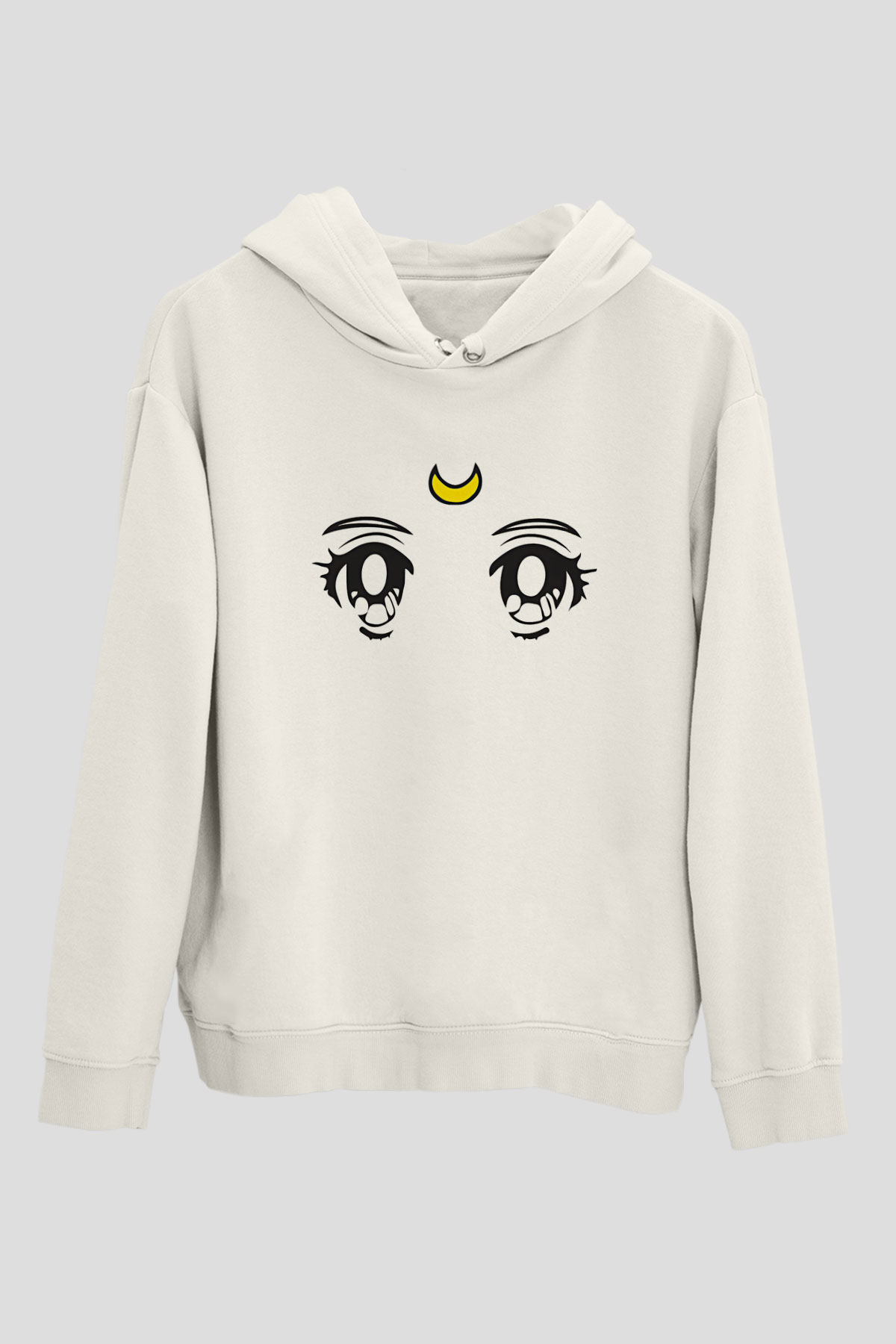 Sailor Moon Baskılı Beyaz Unisex Hoodie