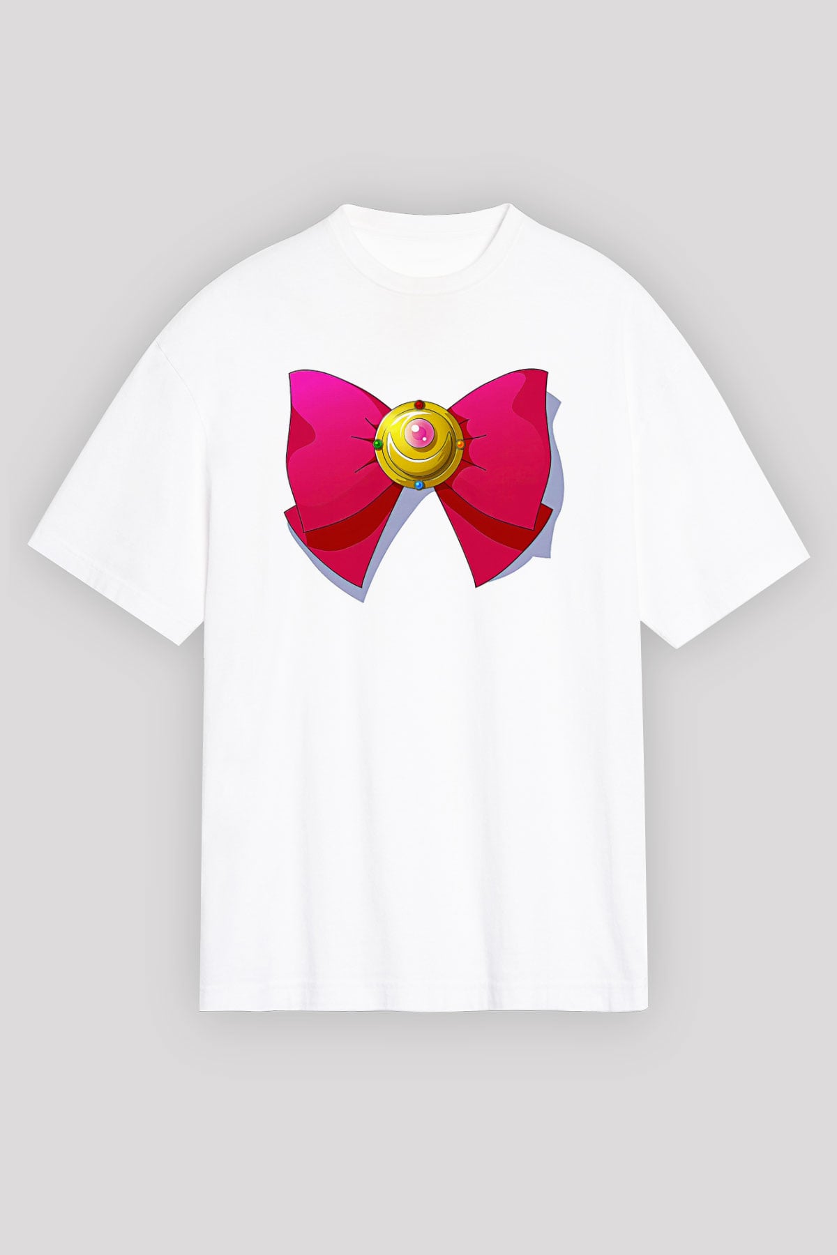 Sailor Moon Baskılı Beyaz Unisex Oversize Tişört - Tshirt