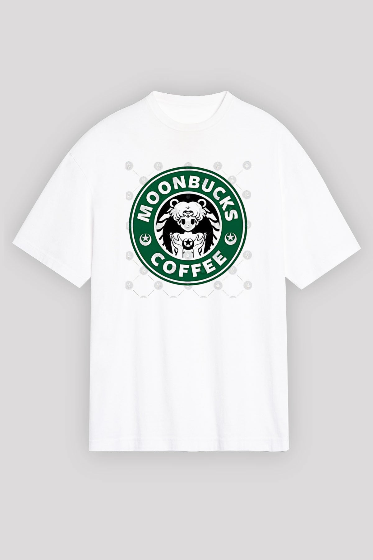 Sailor Moon Baskılı Beyaz Unisex Oversize Tişört - Tshirt