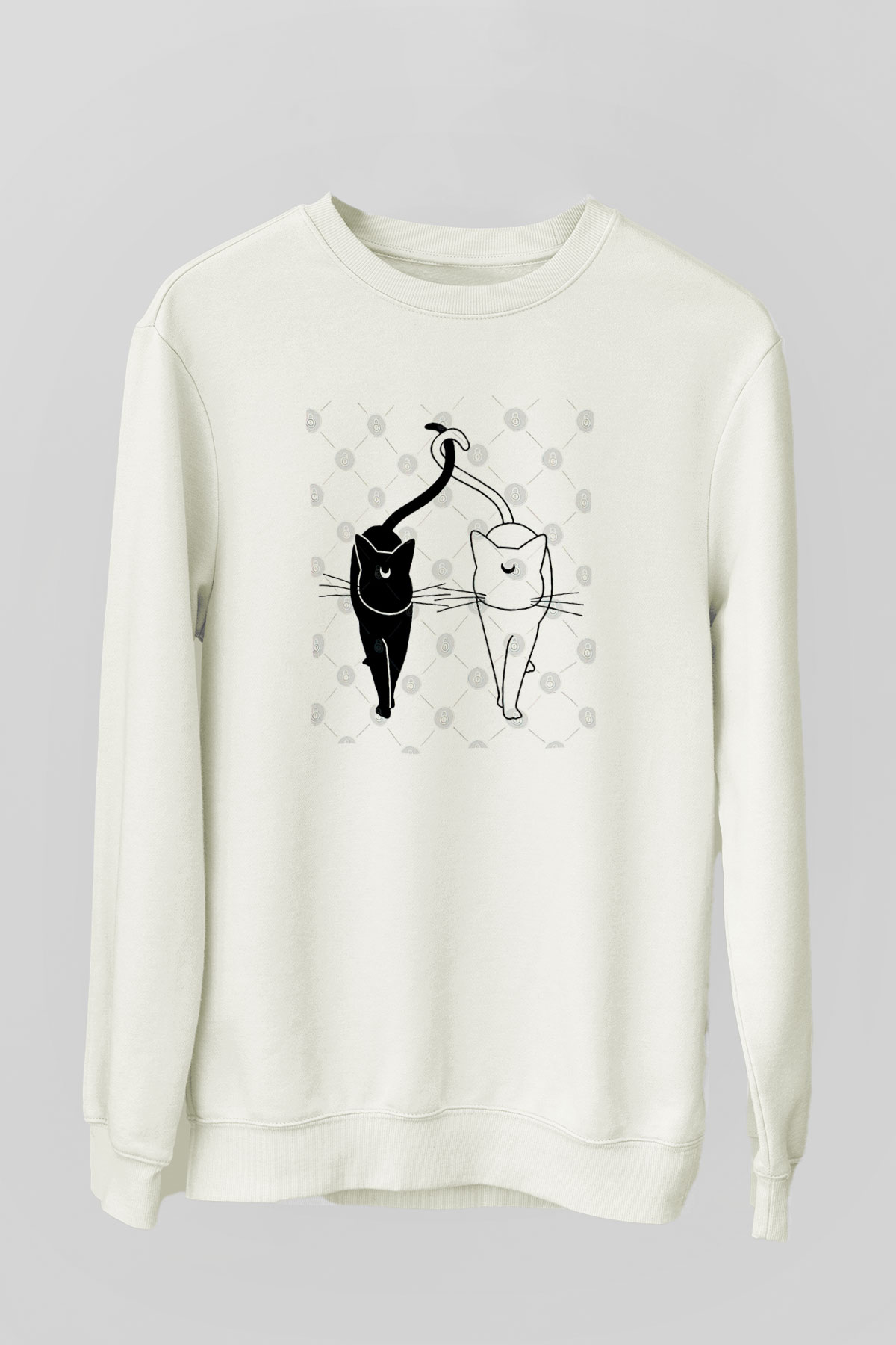 Sailor Moon Baskılı Beyaz Unisex Sweatshirt