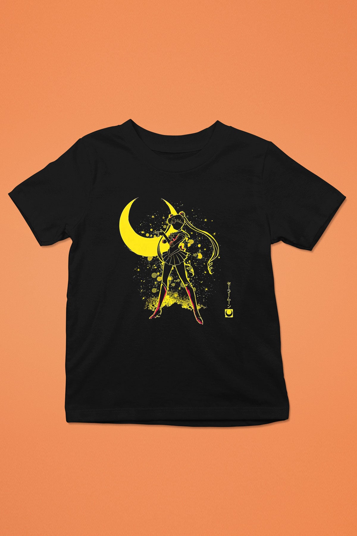Sailor Moon Baskılı Unisex Siyah Çocuk Tişört - Tshirt