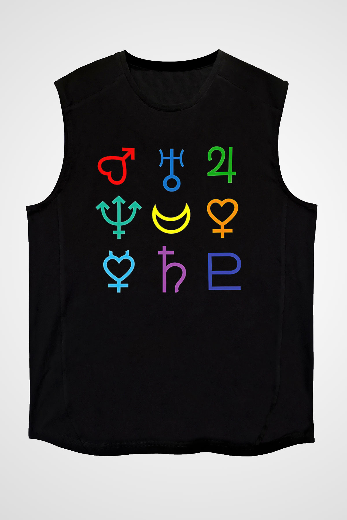 Sailor Moon Baskılı Unisex Siyah Kolsuz Tişört - Tshirt
